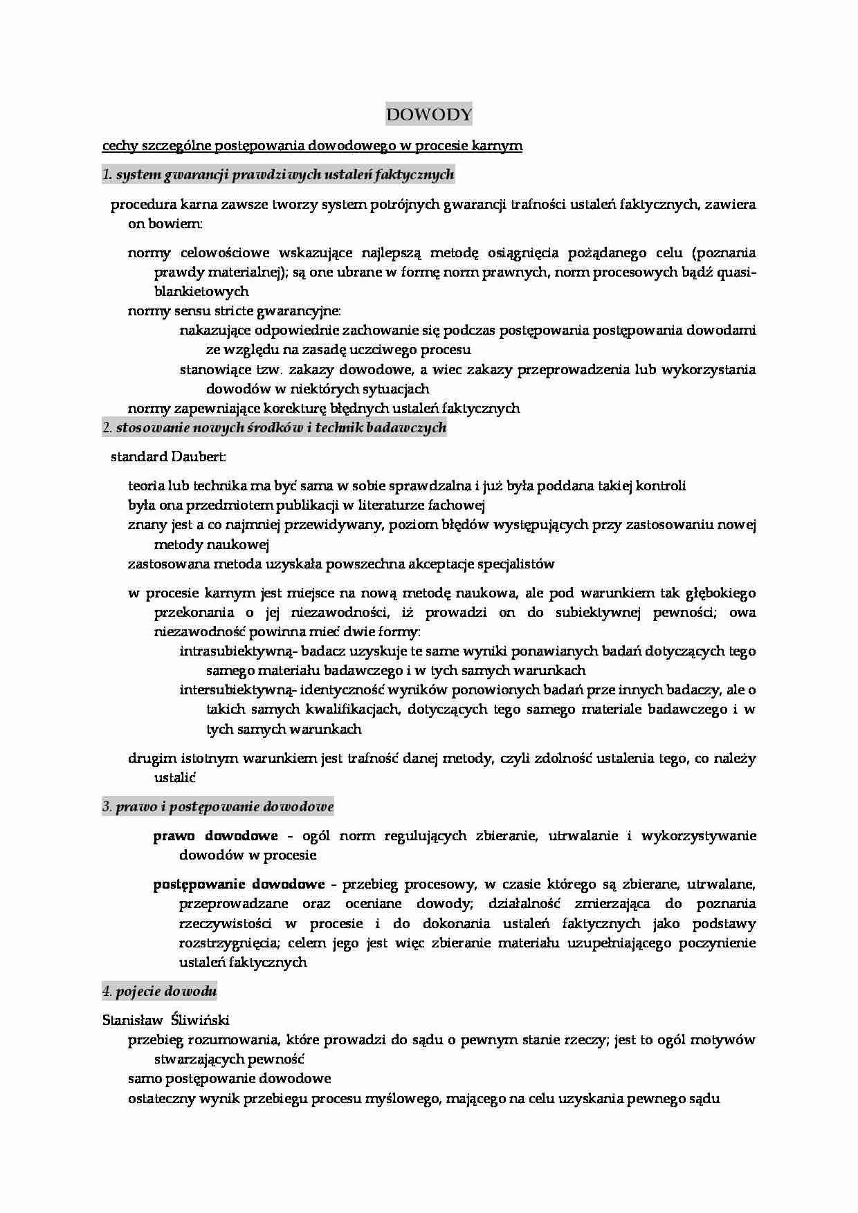 System gwarancji prawdziwych ustaleń faktycznych- opracowanie - strona 1