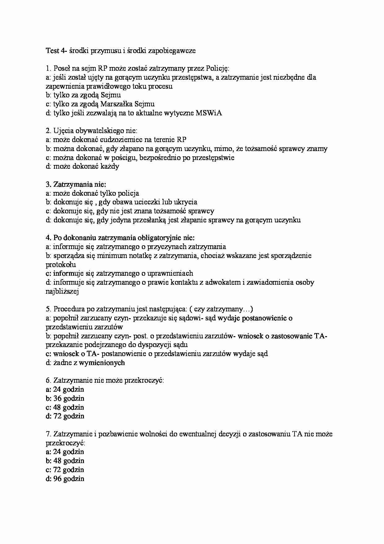 Postępowanie karne- test 5 - strona 1