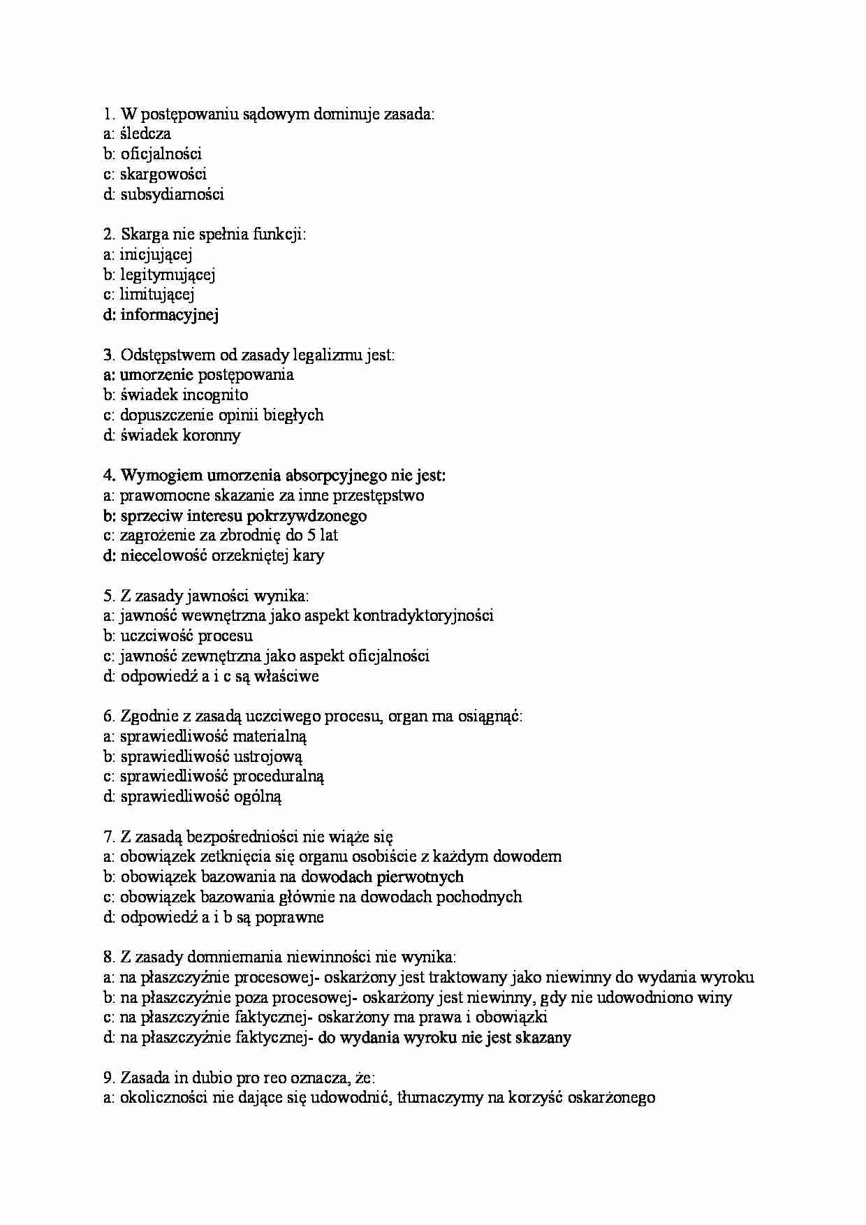 Postępowanie karne- test 1 - strona 1