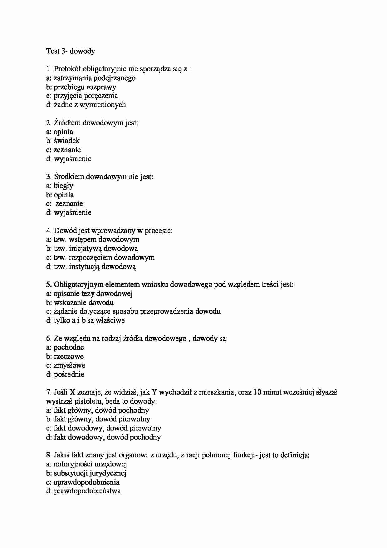 Postępowanie karne- test 3 - strona 1