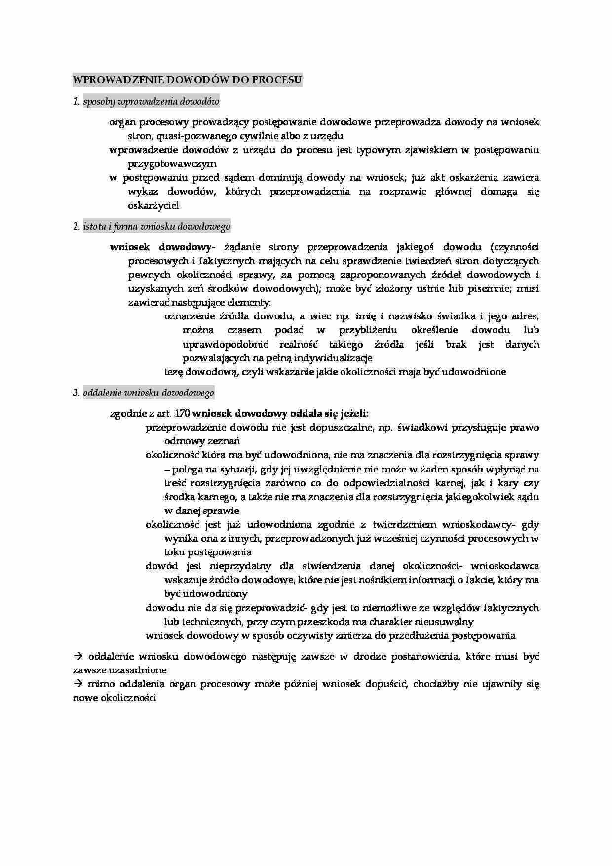 Wprowadzenie dowodów do procesu - strona 1