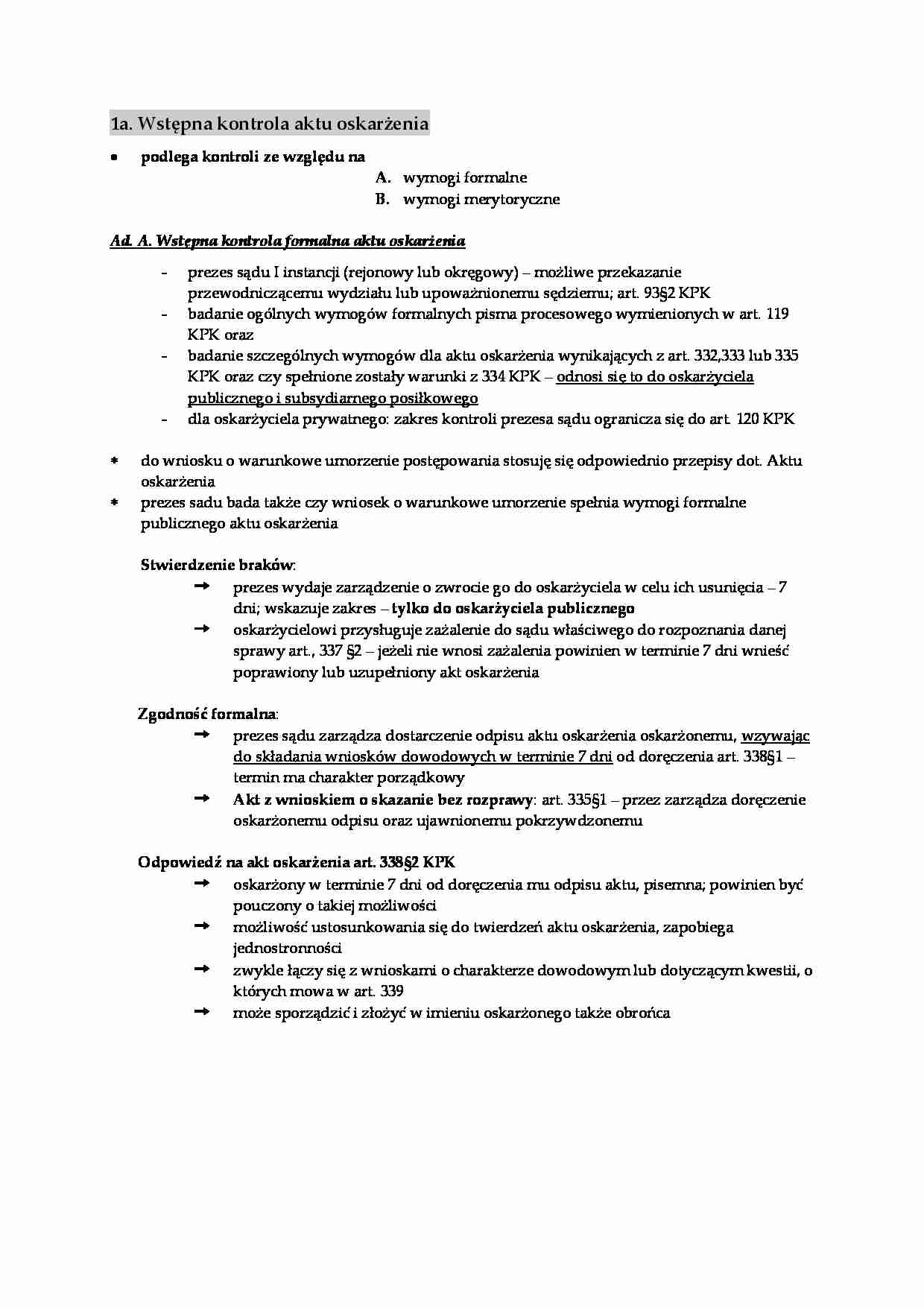 Wstępna kontrola aktu oskarżenia - strona 1