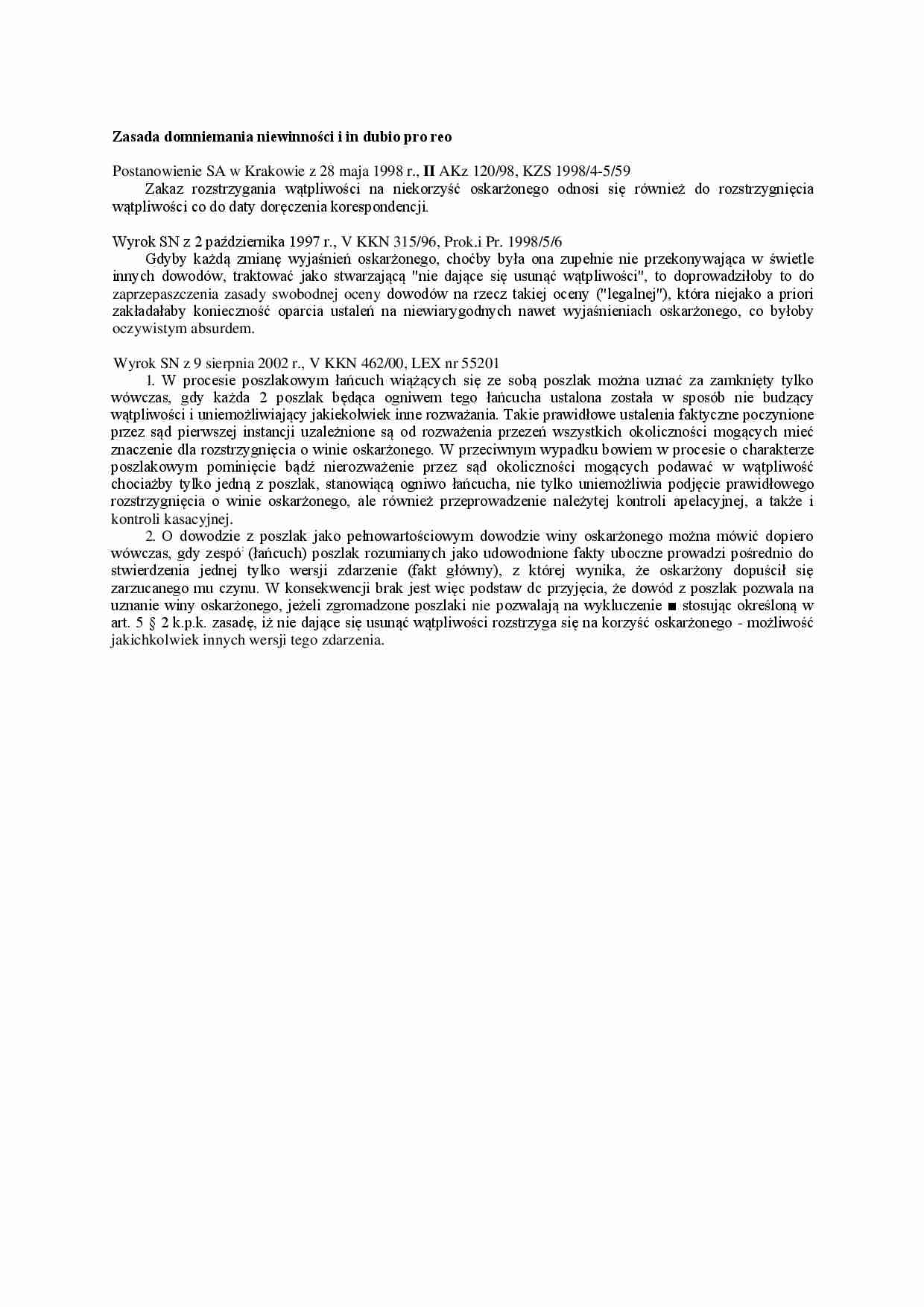 Zasada in dubio pro reo- opracowanie - strona 1