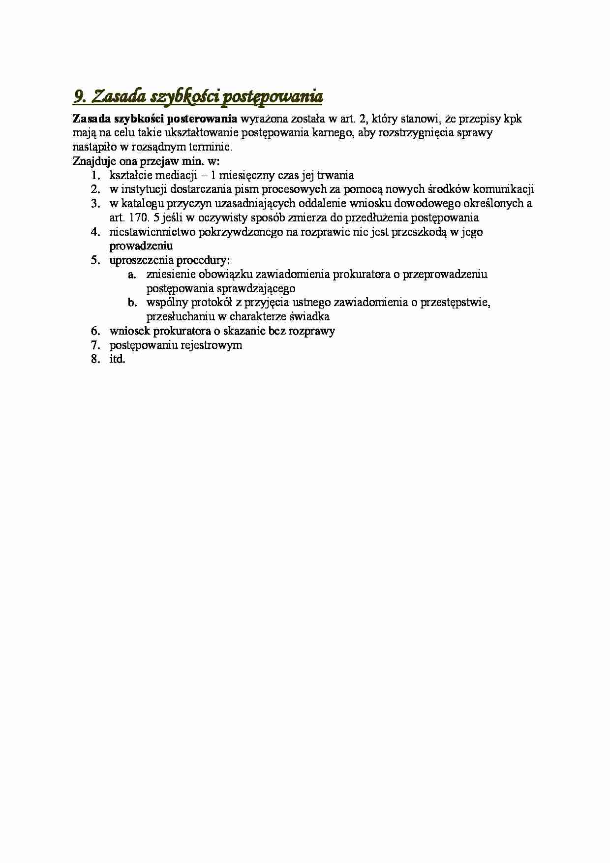 Zasada szybkości postępowania - strona 1