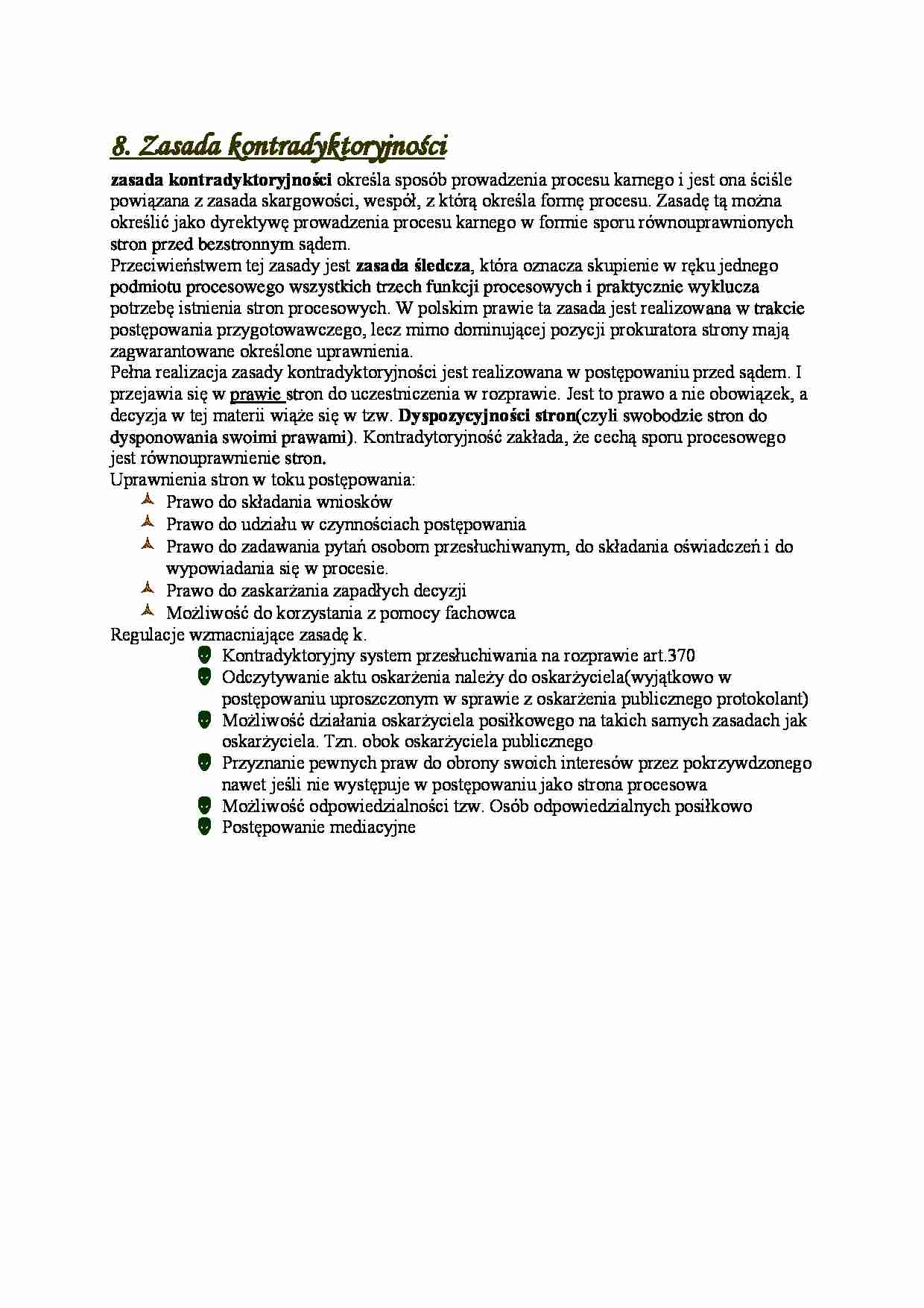 Zasada kontradyktoryjności- opracowanie - strona 1