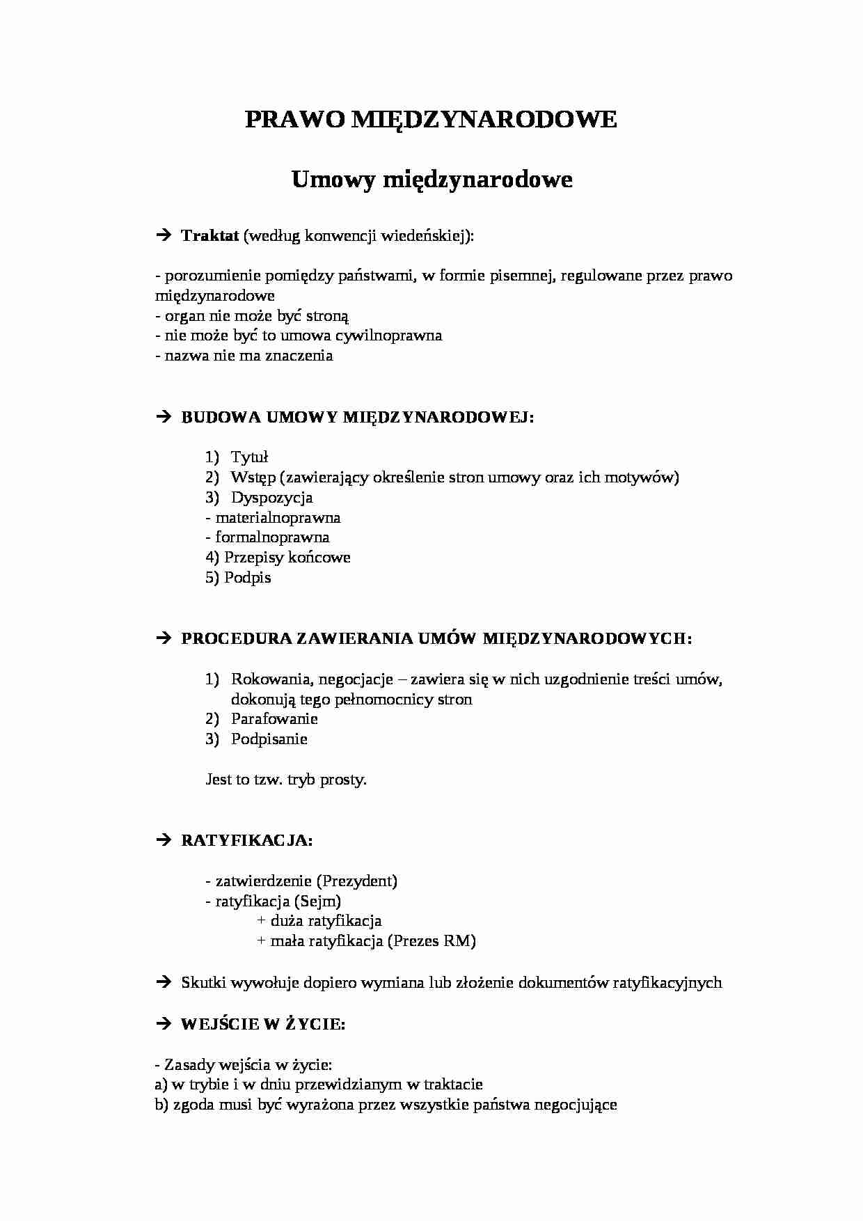 Prawo międzynarodowe - umowy międzynarodowe - strona 1