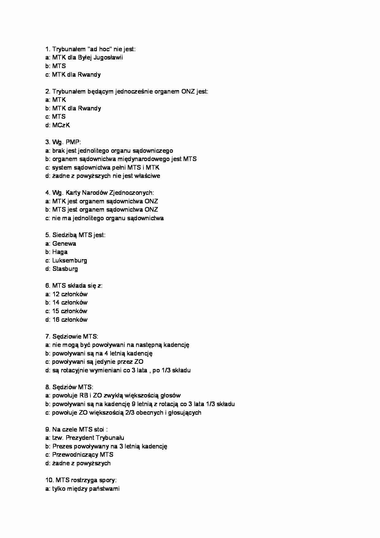 Prawo międzynarodowe publiczne- test 13 - strona 1