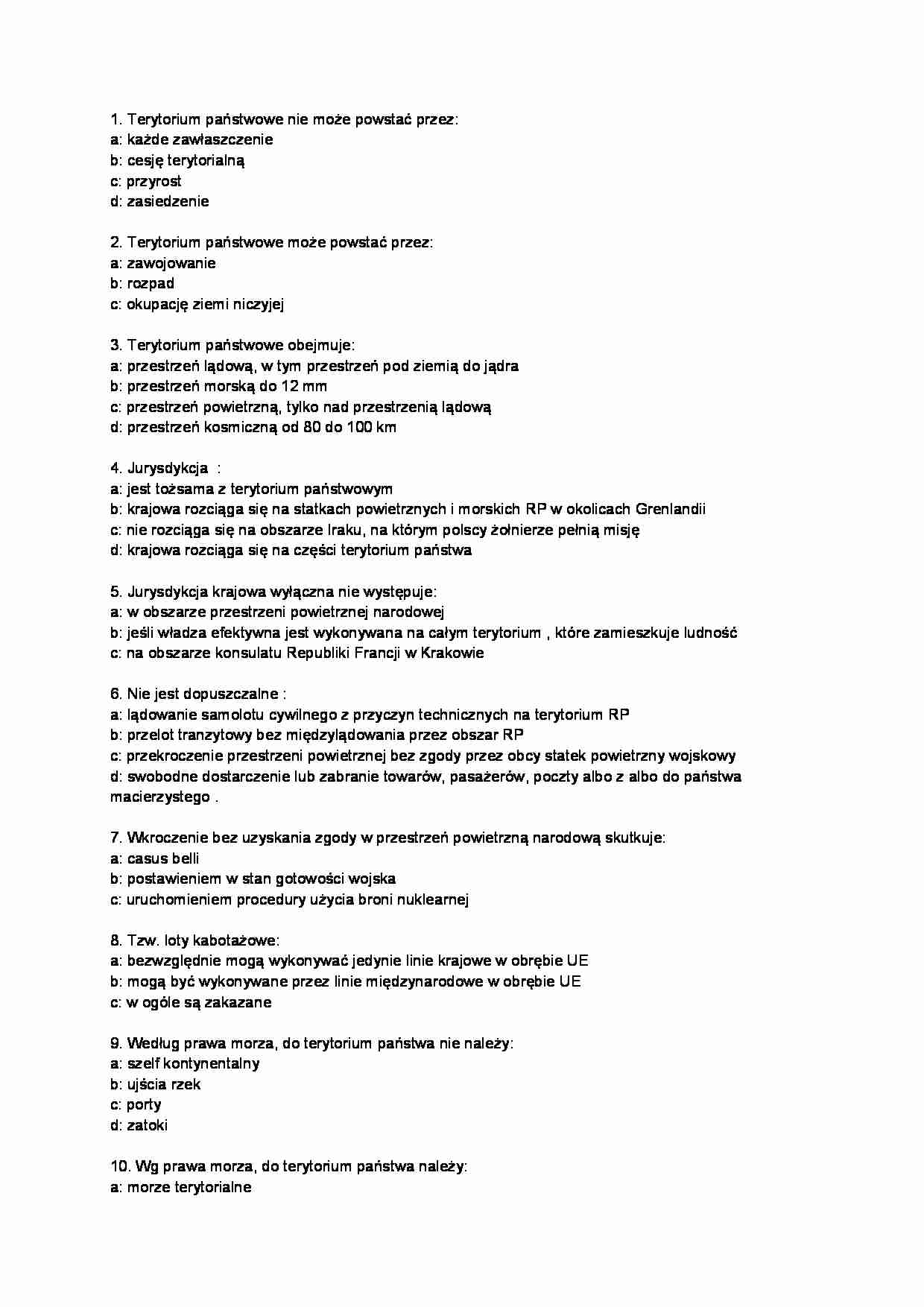 Prawo międzynarodowe publiczne- test 15 - strona 1