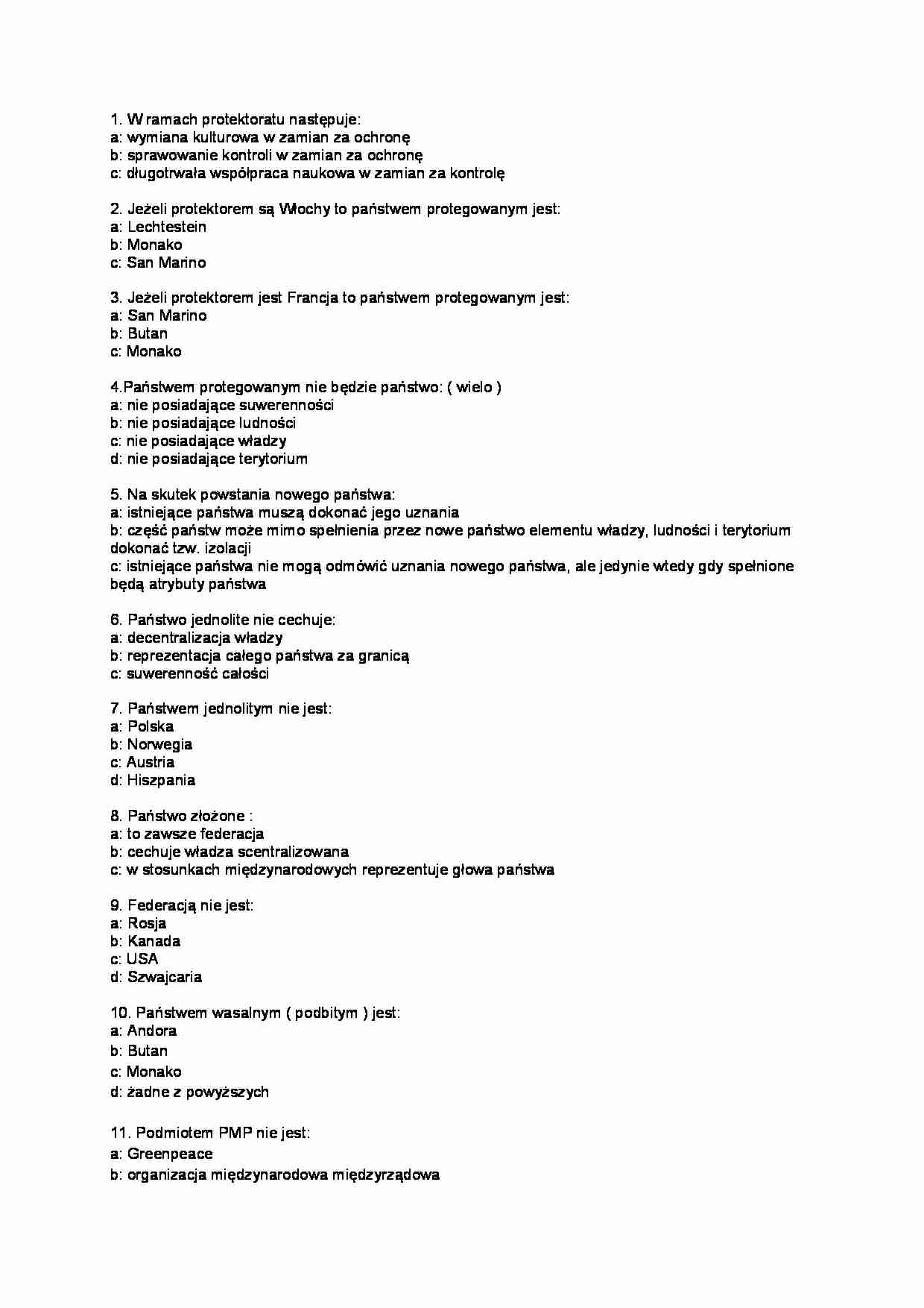 Prawo międzynarodowe publiczne- test 6 - strona 1