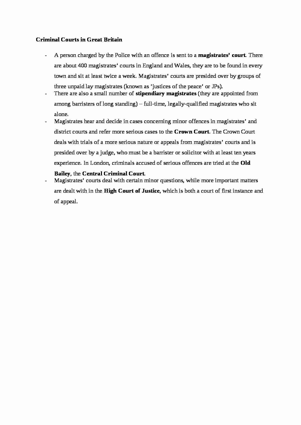 Criminal Courts in Great Britain - omówienie - strona 1