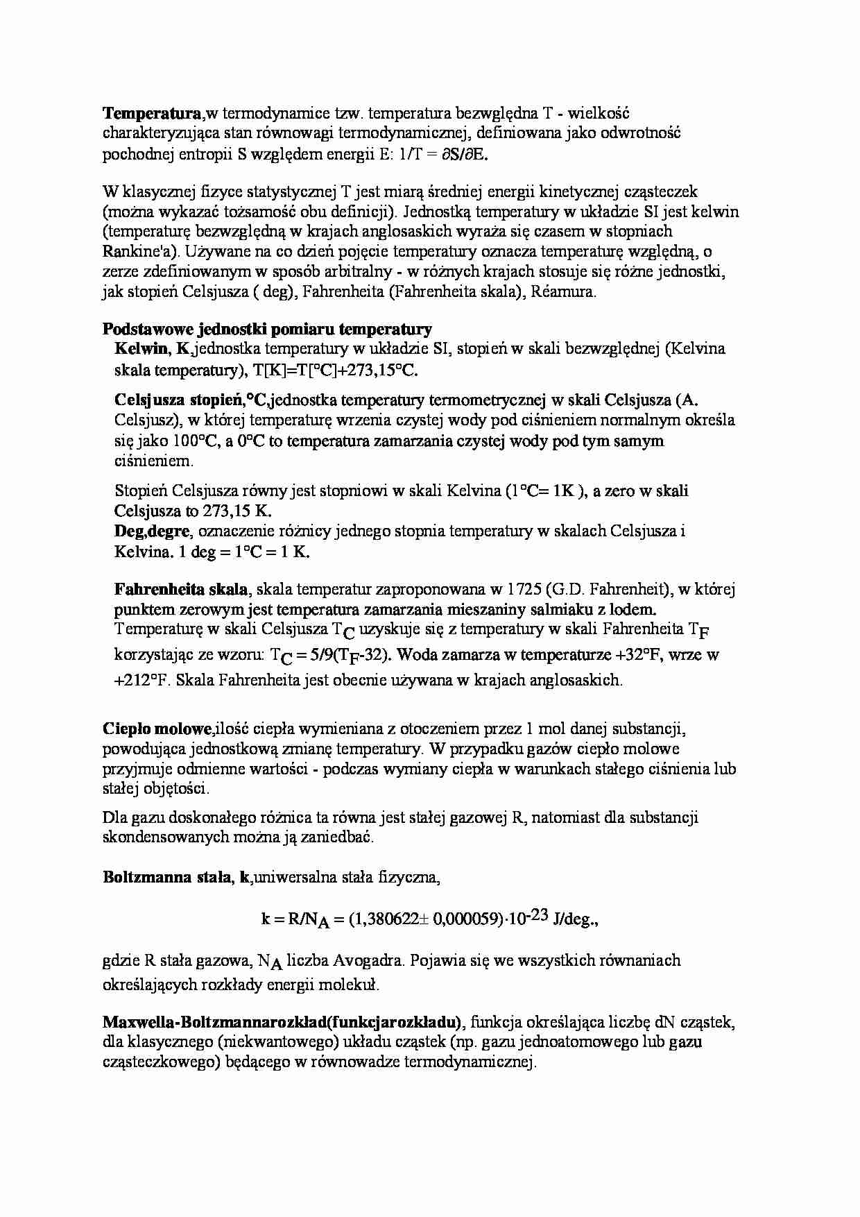 Temperatura i rozkład Maxwella-Boltzmanna - wykład - strona 1