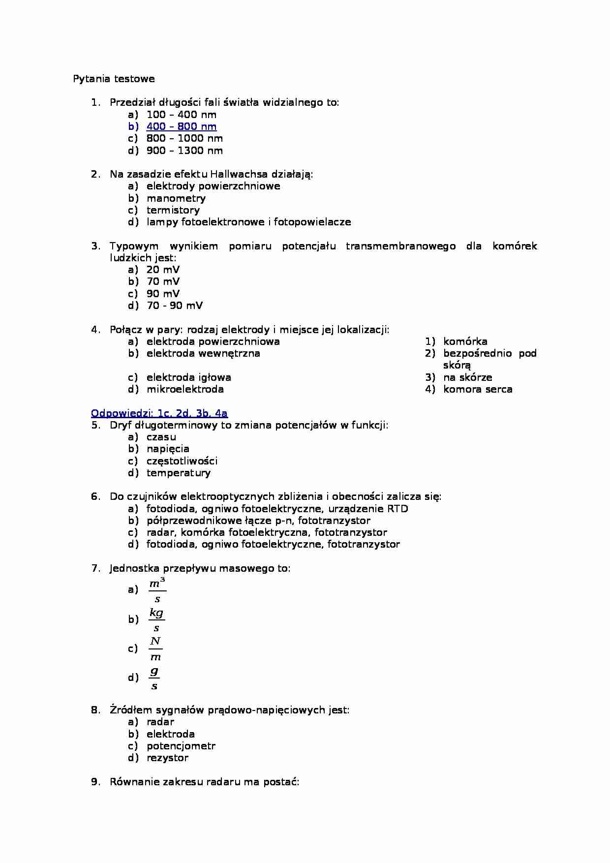 Test z odpowiedziami - strona 1