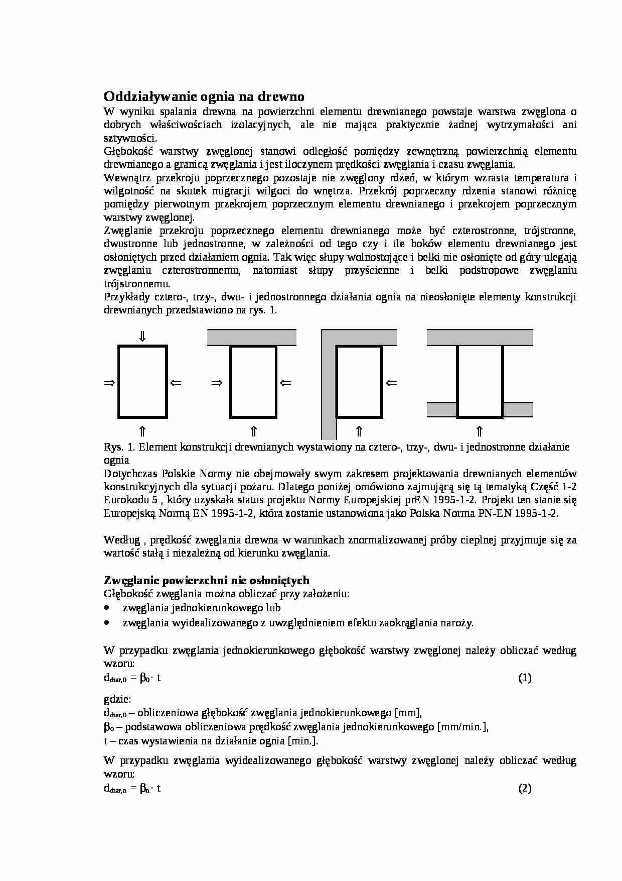 Oddziaływanie ognia na drewno - wykład - strona 1