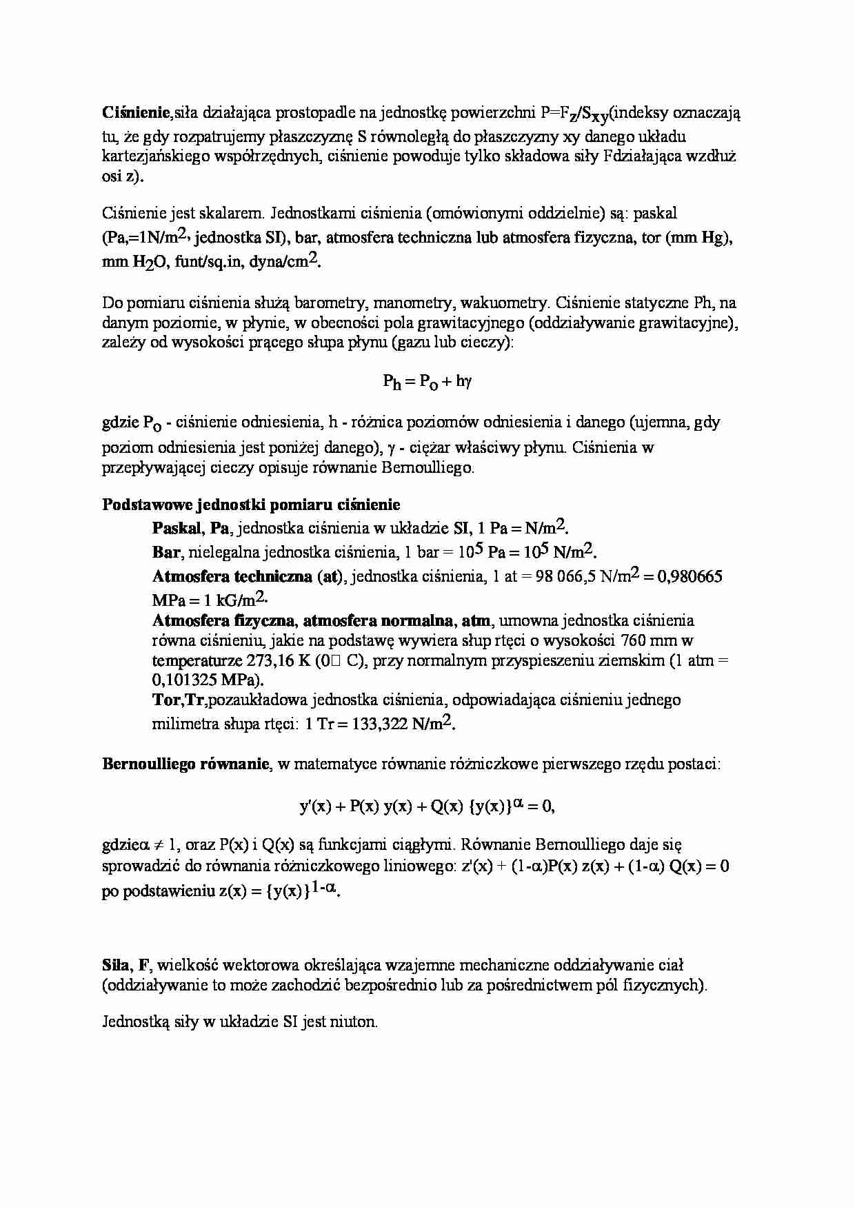 Ciśnienie i siła - wykład - strona 1