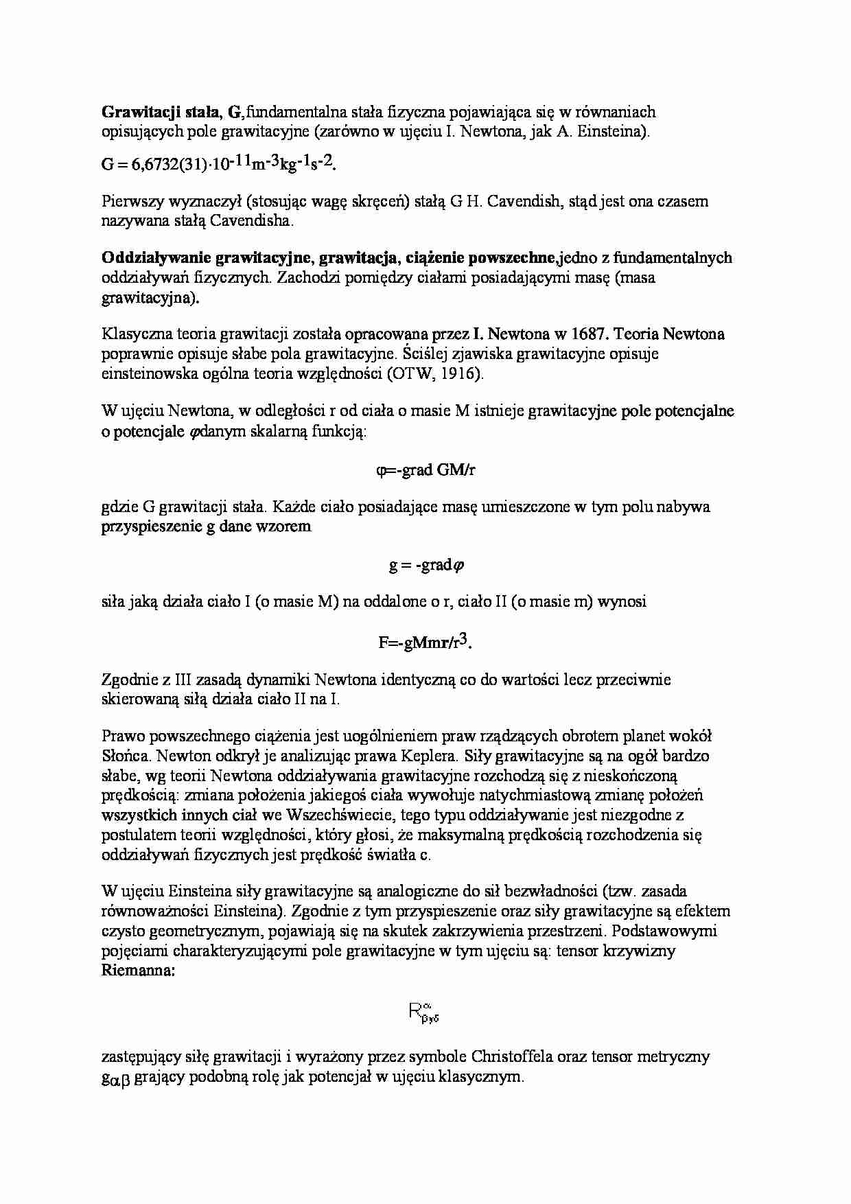 Wykład - oddziaływania grawitacyjne - strona 1