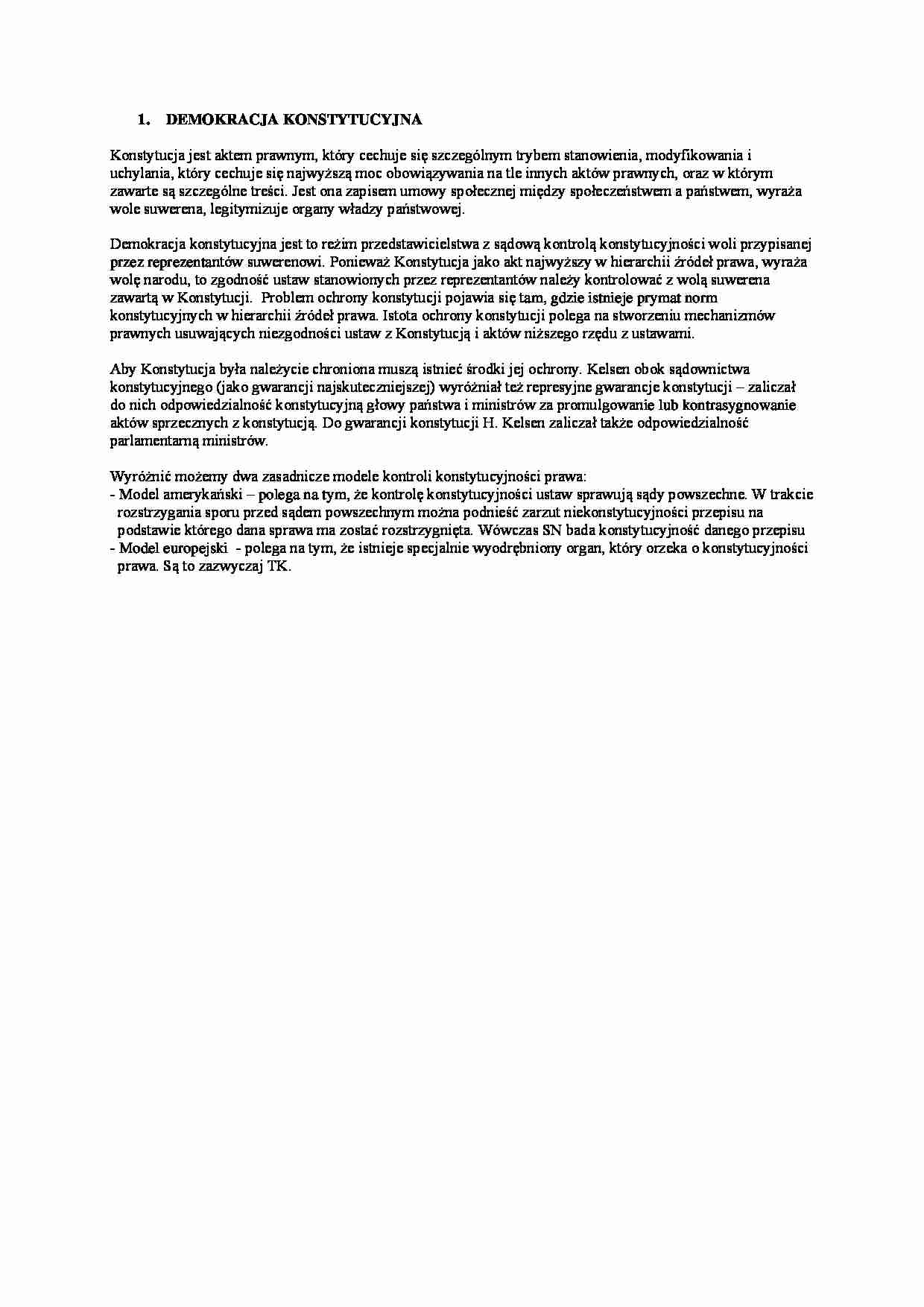 demokracja konstytucyjna - omówienie - strona 1