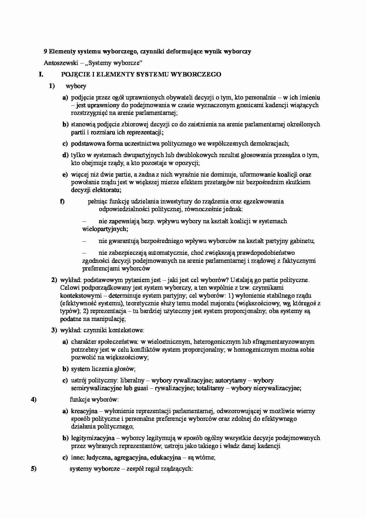 Elementy systemu wyborczego - omówienie - strona 1