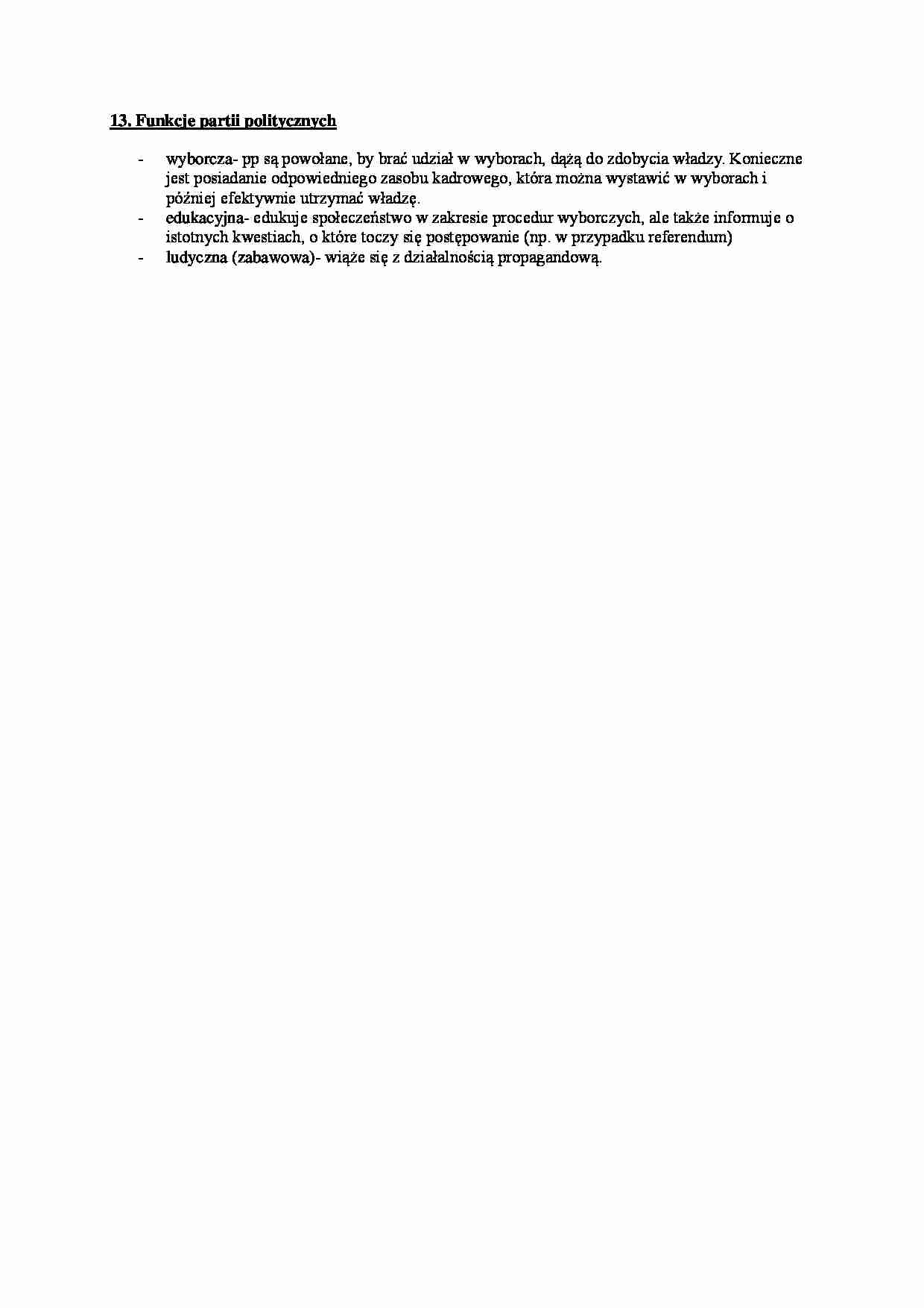 Funkcje partii politycznych  - omówienie  - strona 1