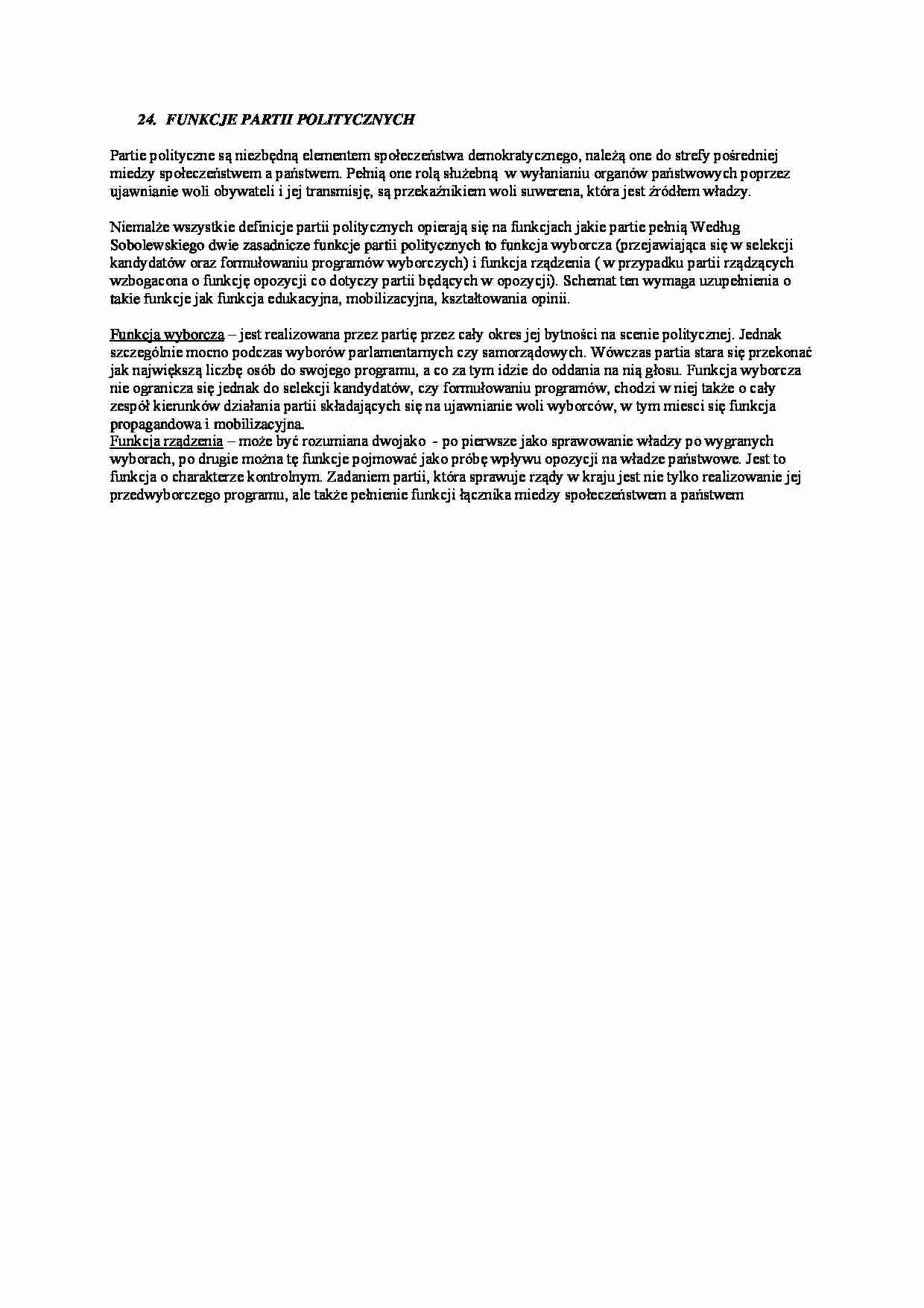 funkcje partii politycznych - omówienie - strona 1