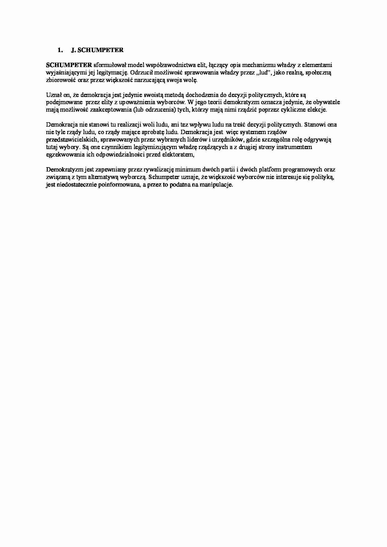 J. SCHUMPETER - omówienie - strona 1