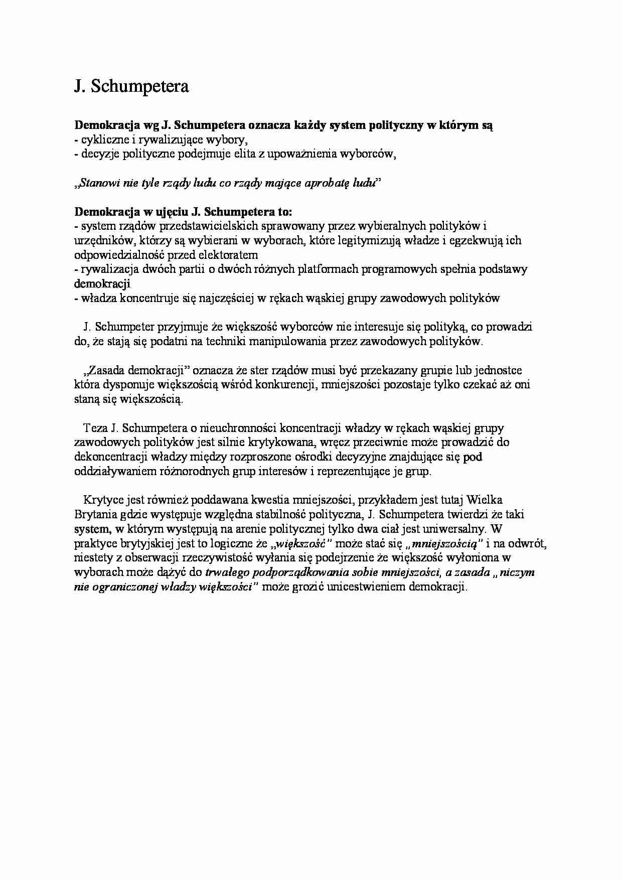  Demokracja wg J. Schumpetera  - omówienie - strona 1