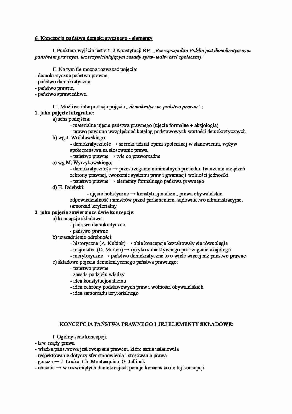 Koncepcja państwa demokratycznego - elementy - omówienie - strona 1