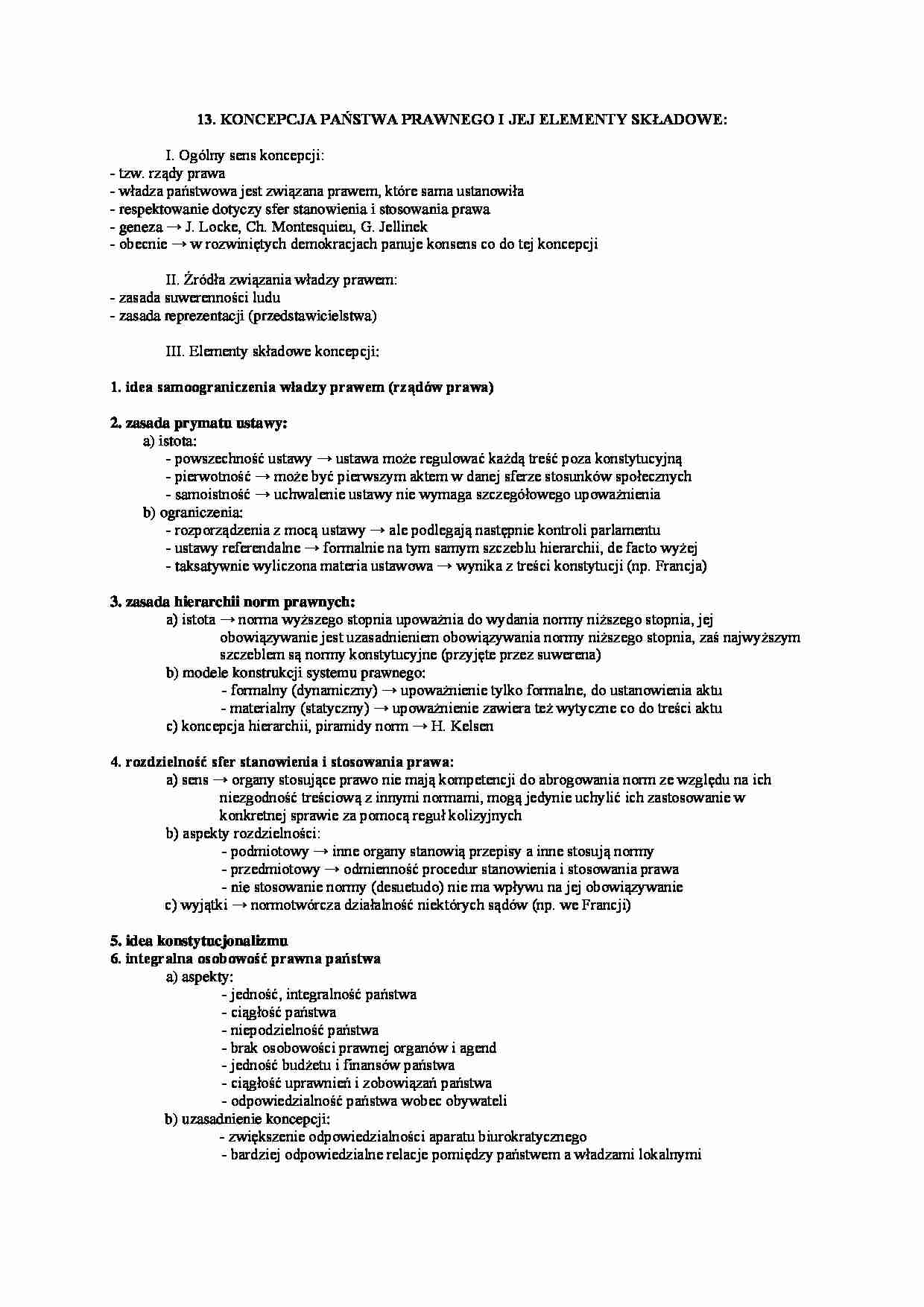 Koncepcja państwa prawnego i jej elementy składowe - omówienie - strona 1