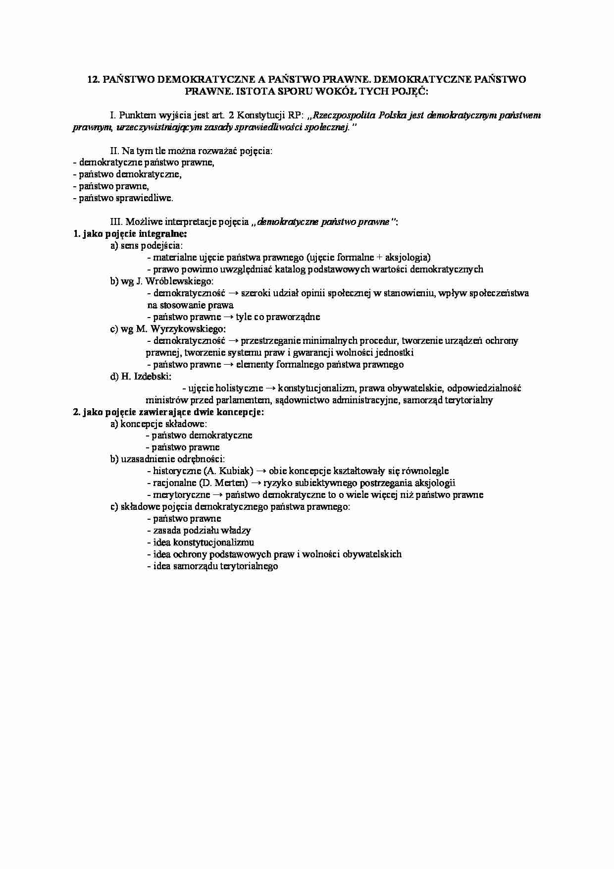 Państwo demokratyczne a prawne - omówienie - strona 1