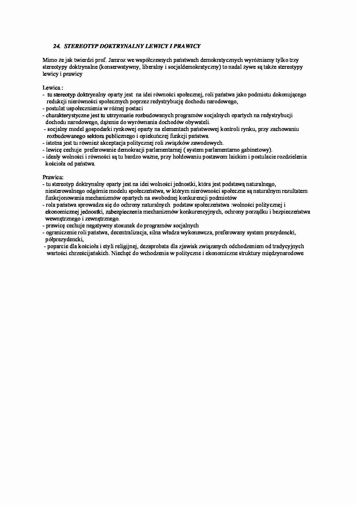 Stereotyp doktrynalny lewicy i prawicy - omówienie - strona 1