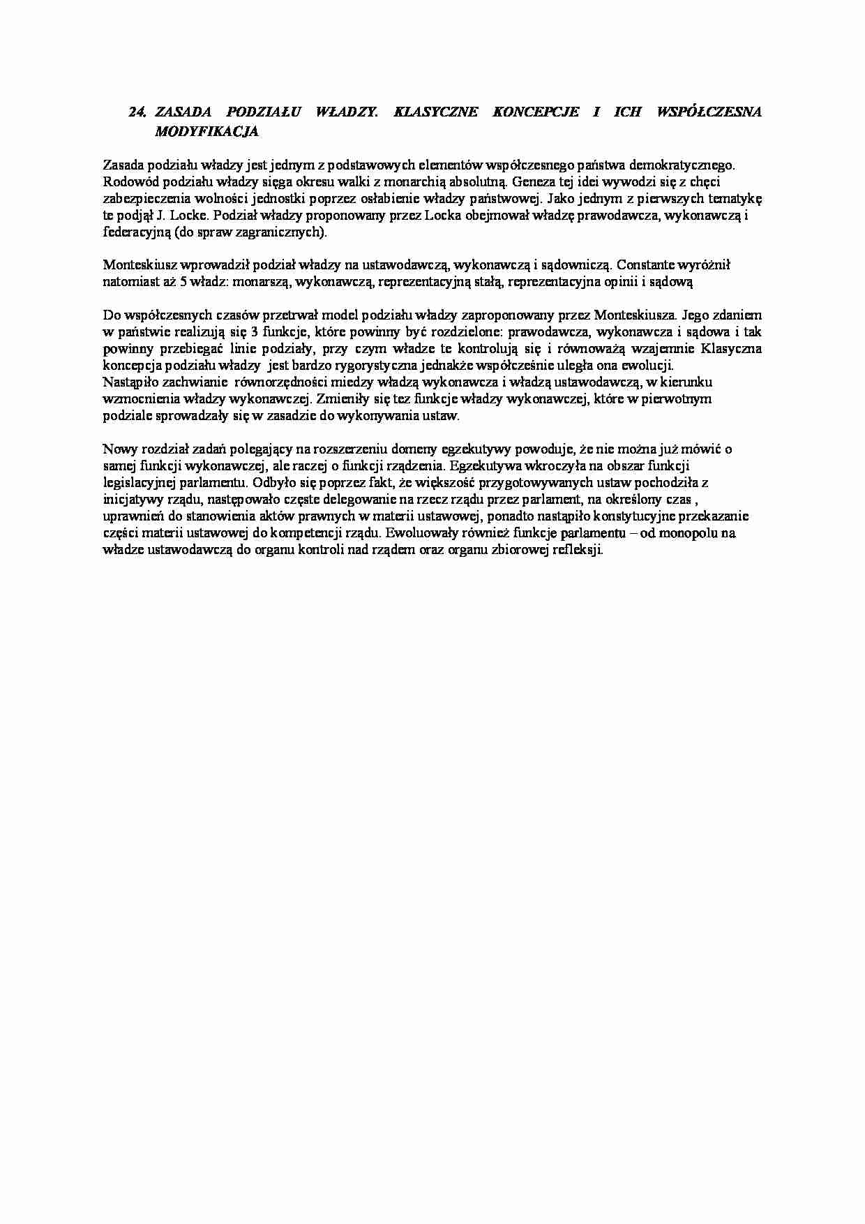 Zasada podziału władzy - omówienie - strona 1