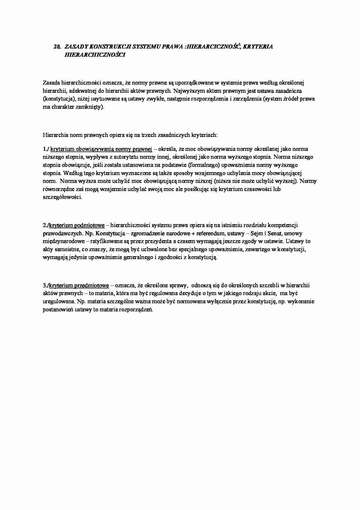 Zasady konstrukcji sytemu prawa - omówienie - strona 1