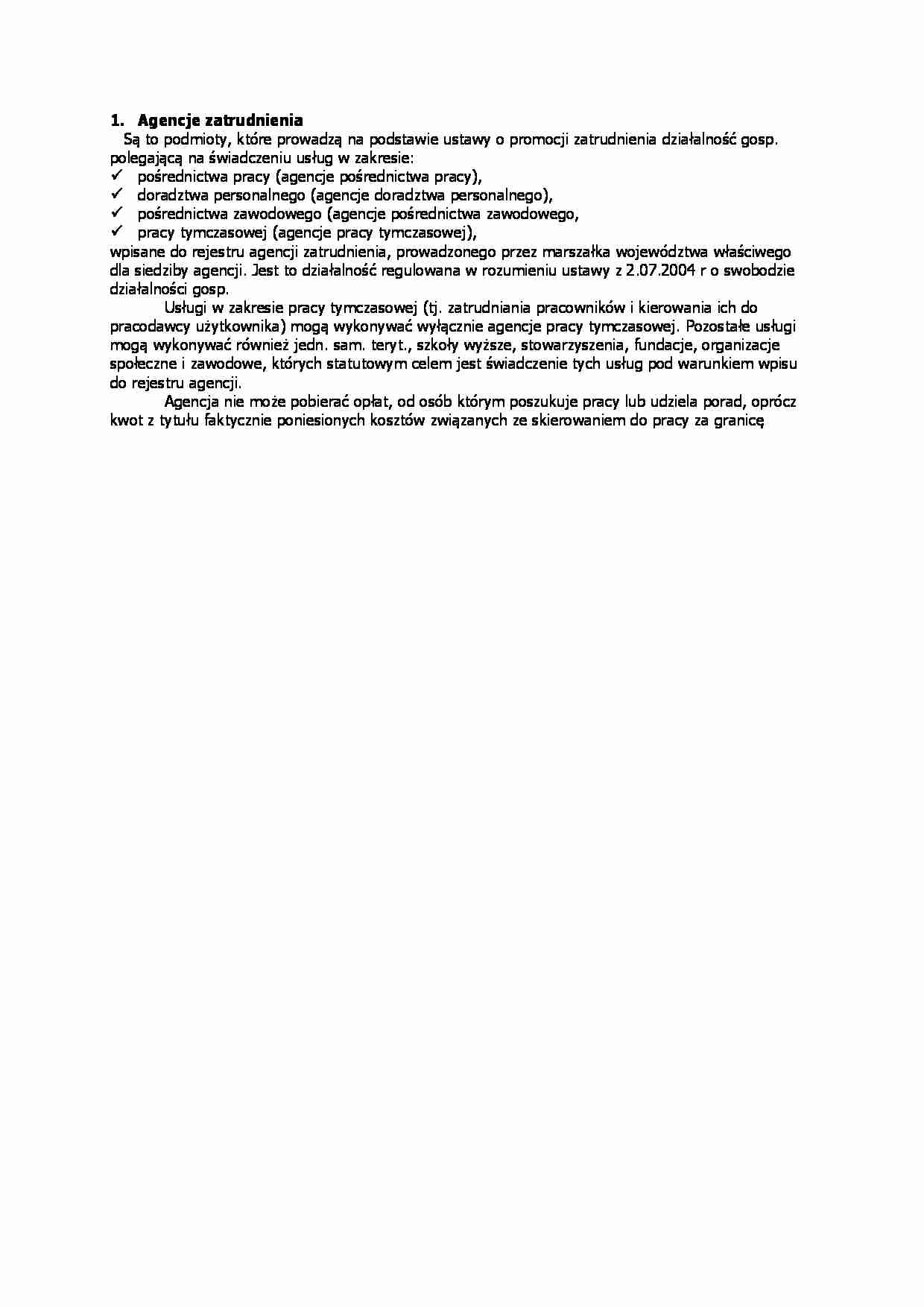 Agencje zatrudnienia - omówienie - strona 1