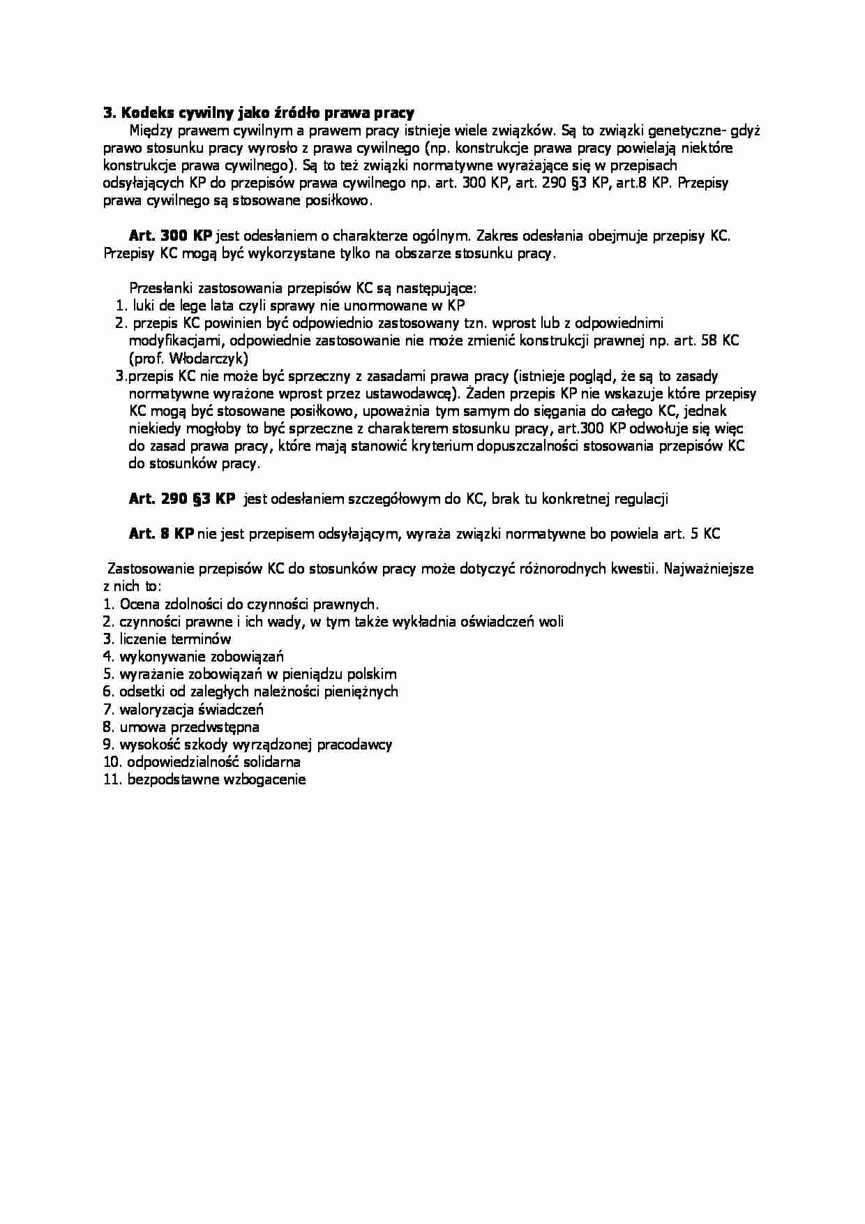 Kodeks cywwilny jako źródło prawa pracy - omówienie - strona 1