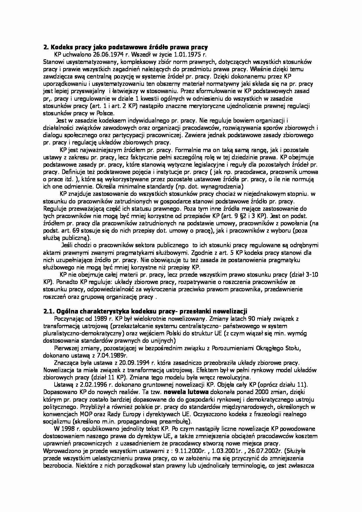 Kodeks pracy - omówienie - strona 1