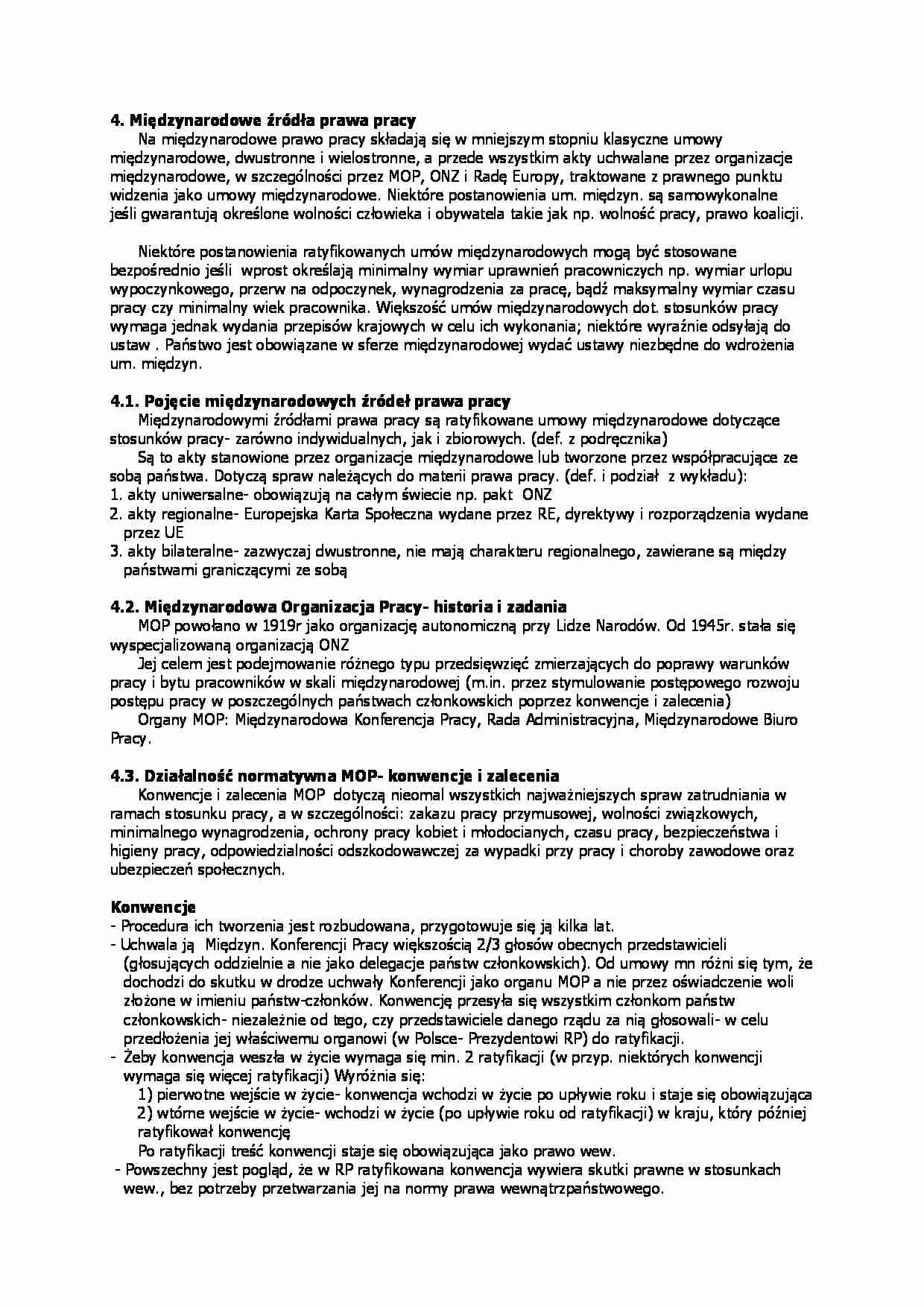 Międzynarodowe źródła prawa pracy - omówienie - strona 1