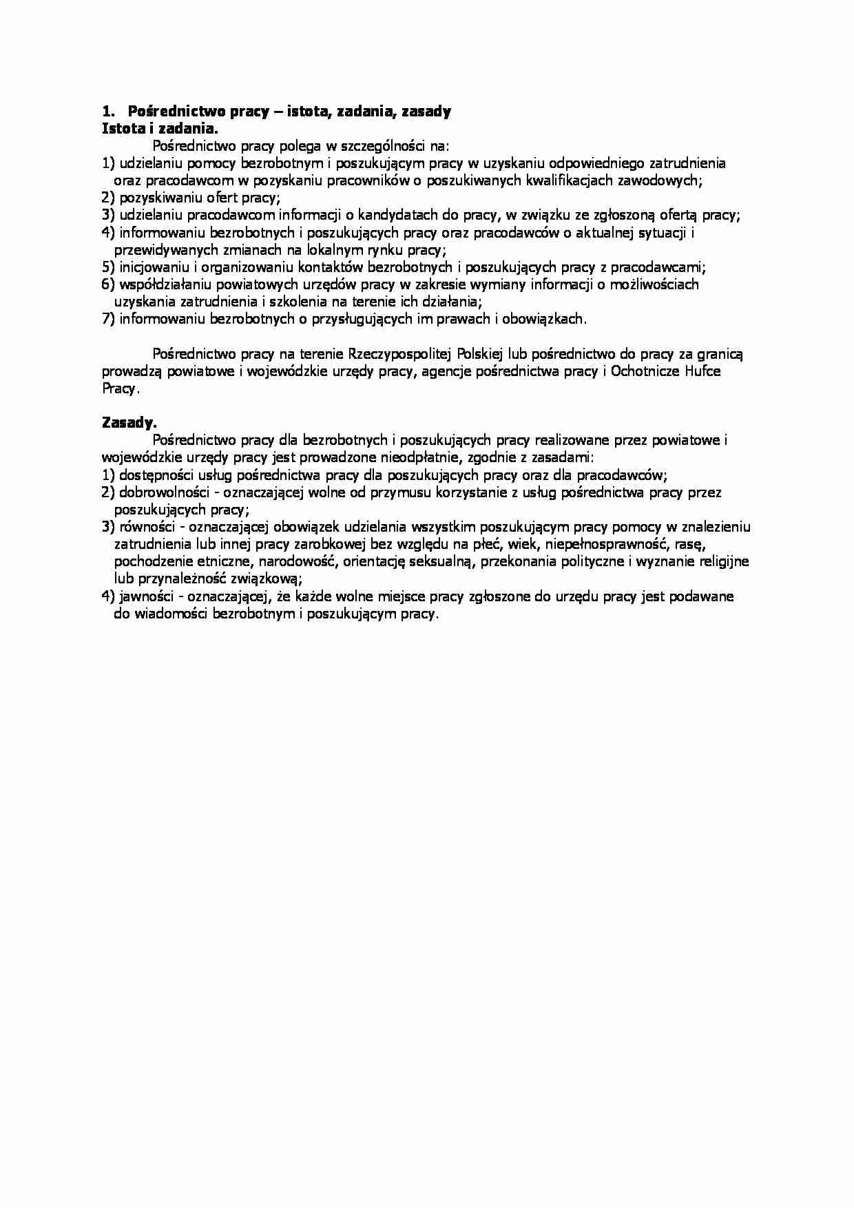 Pośrednictwo pracy - omówienie zagadnienia - strona 1