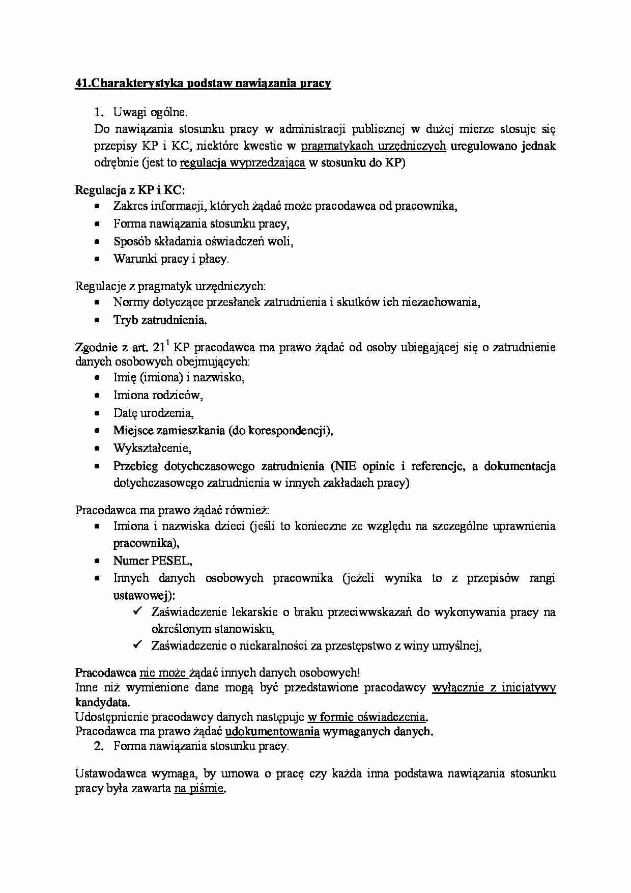 Podstawy nawiązania pracy - omówienie - strona 1