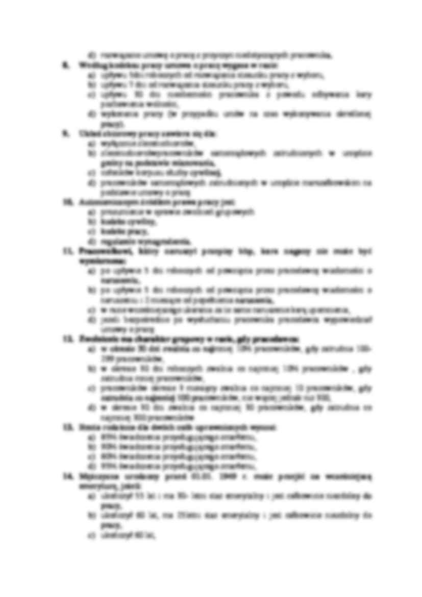 Prawo pracy - przykładowy test 4 - strona 2