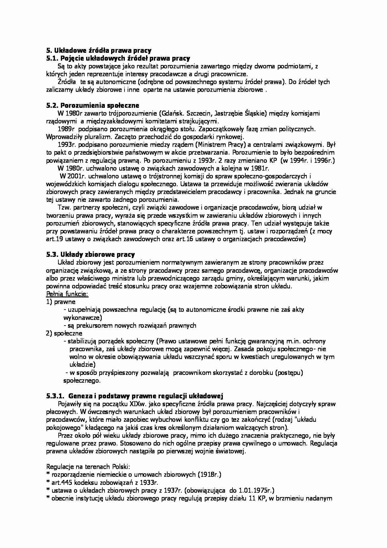 Układowe źródła prawa pracy - opracowanie - strona 1