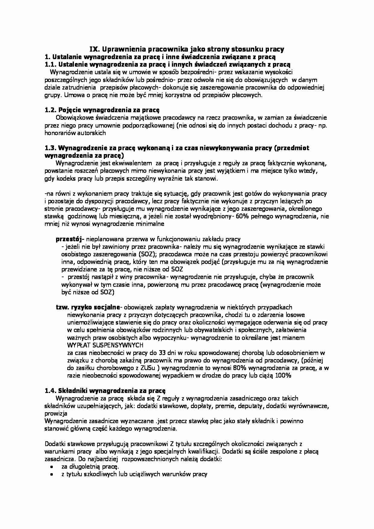 Uprawnienia pracownika jako strony stosunku pracy - strona 1