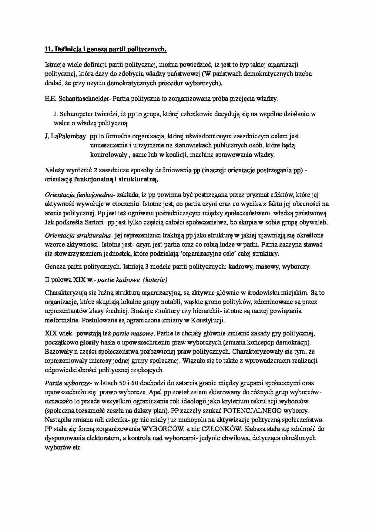 Definicja i geneza partii politycznych. - strona 1