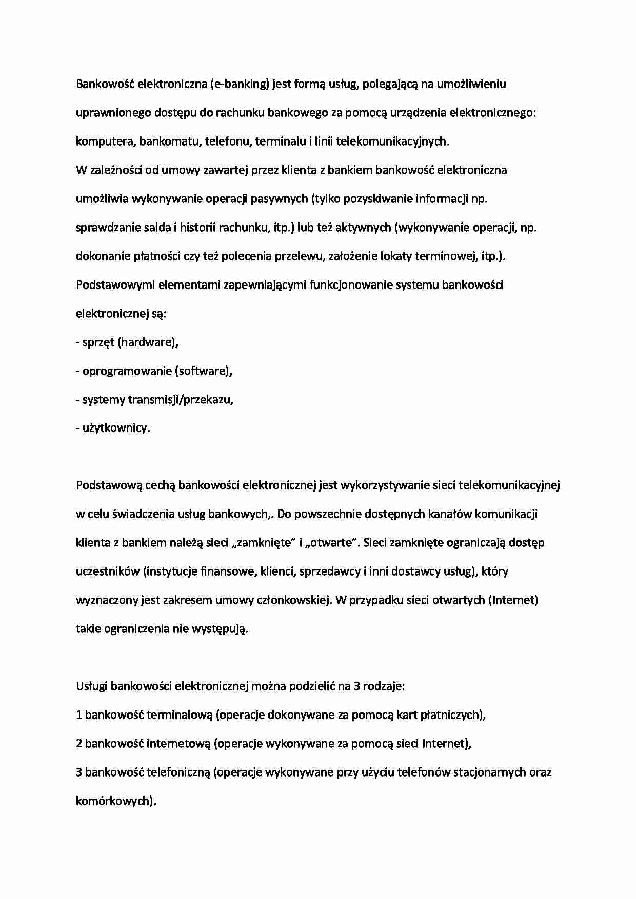 Bankowość elektroniczna-opracowanie - strona 1