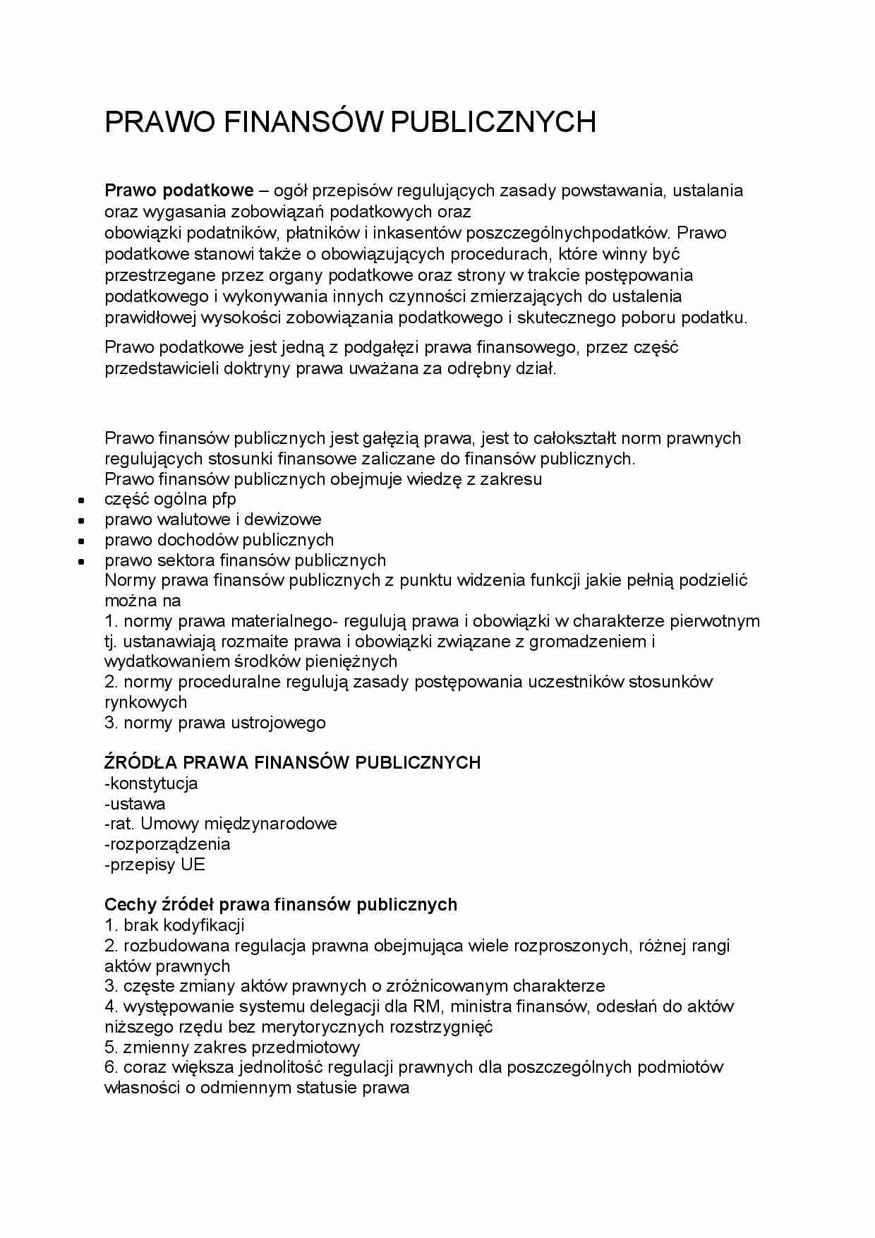 Prawo finansów publicznych-opracowanie - strona 1