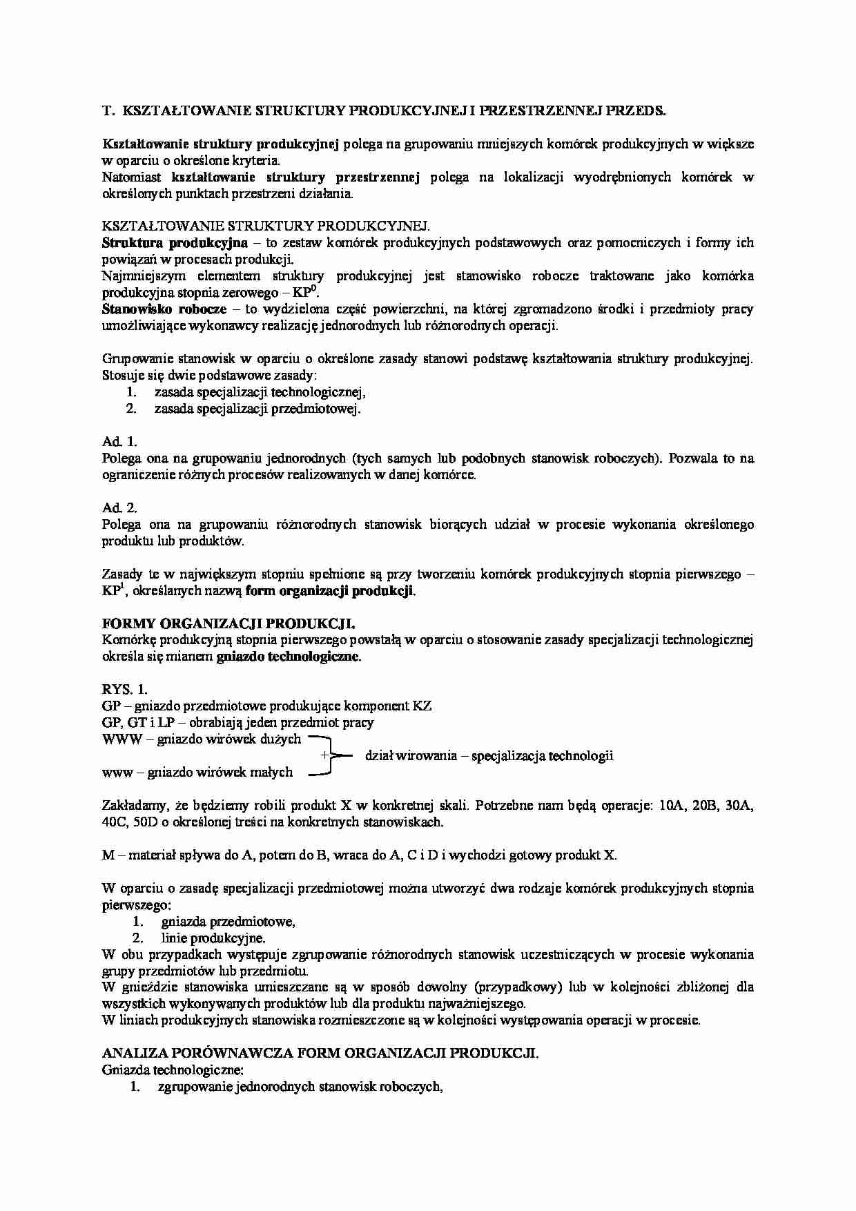 Kształtowanie struktury produkcyjnek i przestrzeni przedsiębiorstw-opracowanie - strona 1