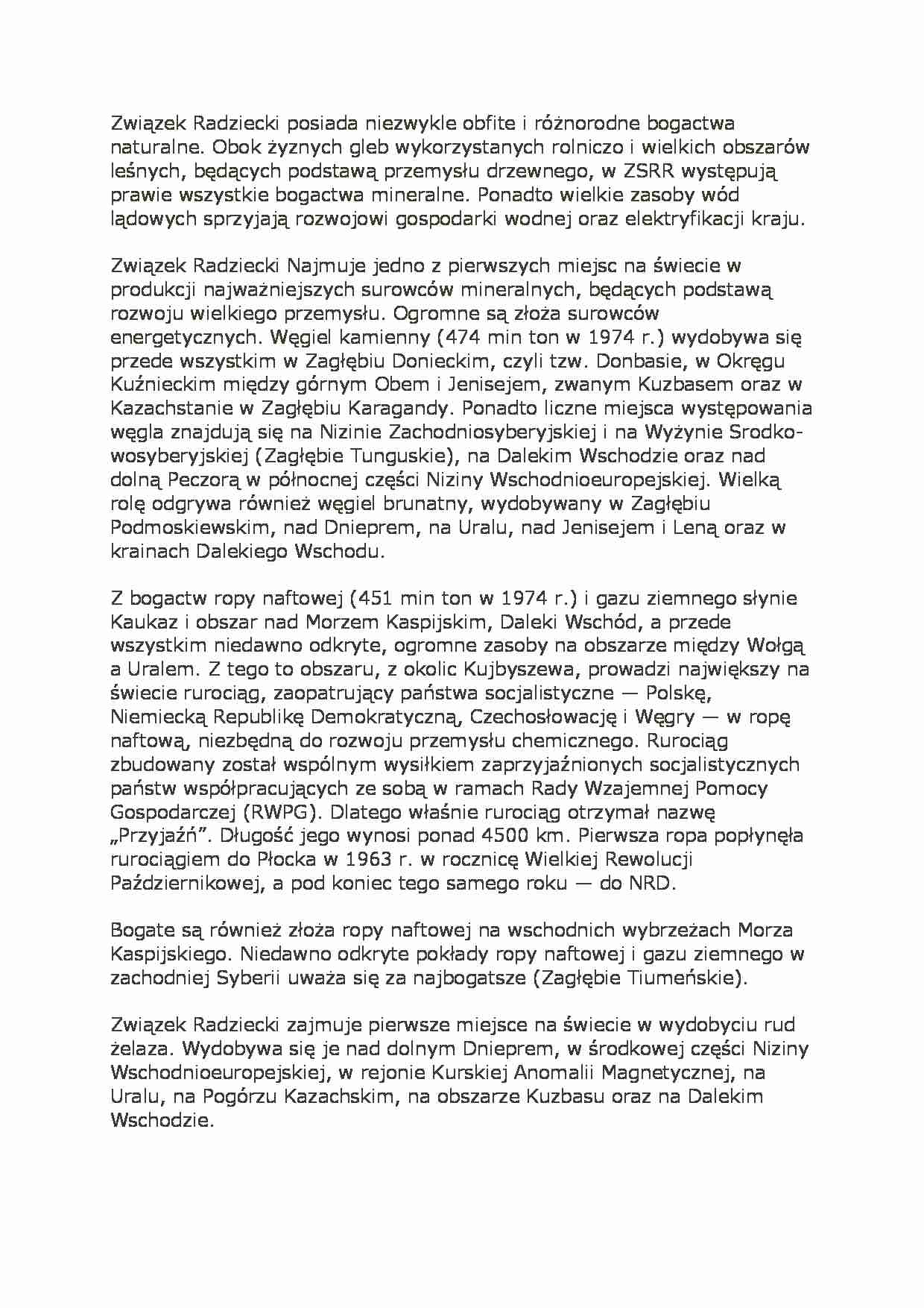 Zasoby naturalne Rosji-opracowanie - strona 1