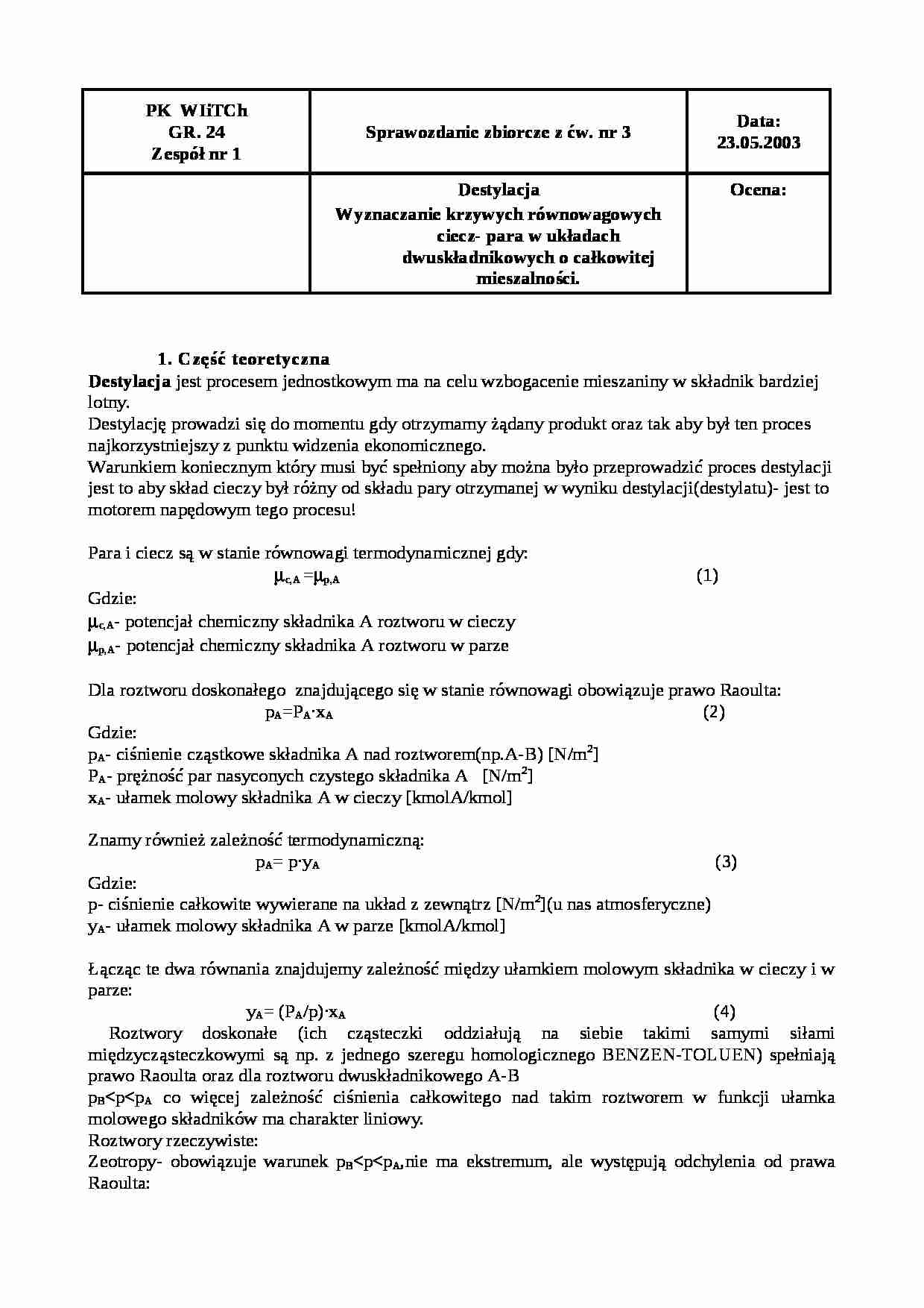 destylacja zbiorcza - omówienie - strona 1