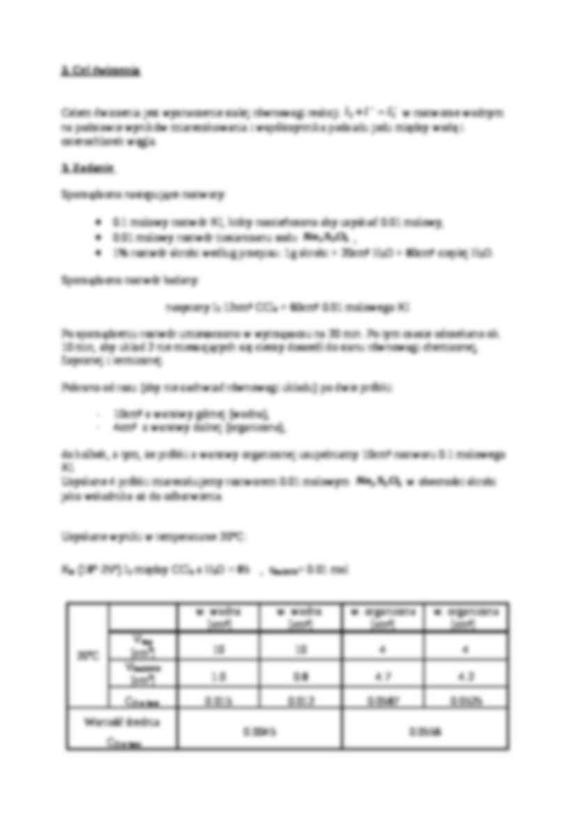 Wyznaczanie stałej równowagi metodą podziału Nernsta dla reakcji - omówienie - strona 2