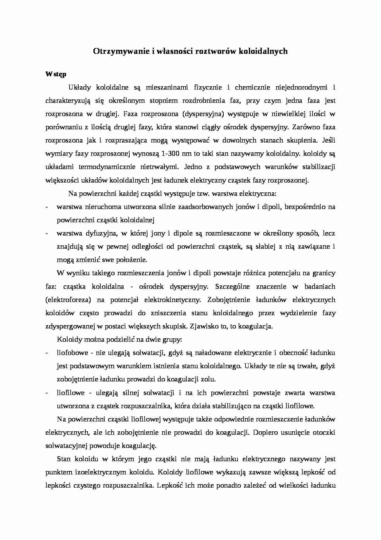 Koloidy - omówienie - strona 1