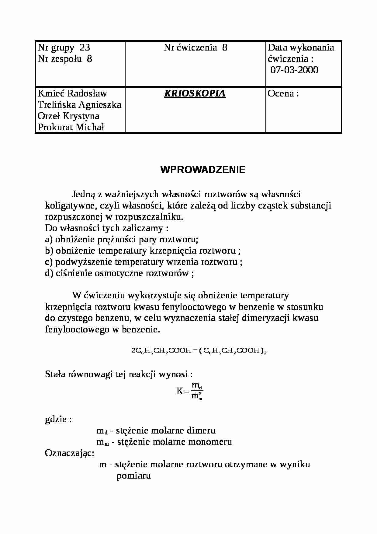 krioskopia - omówienie - strona 1