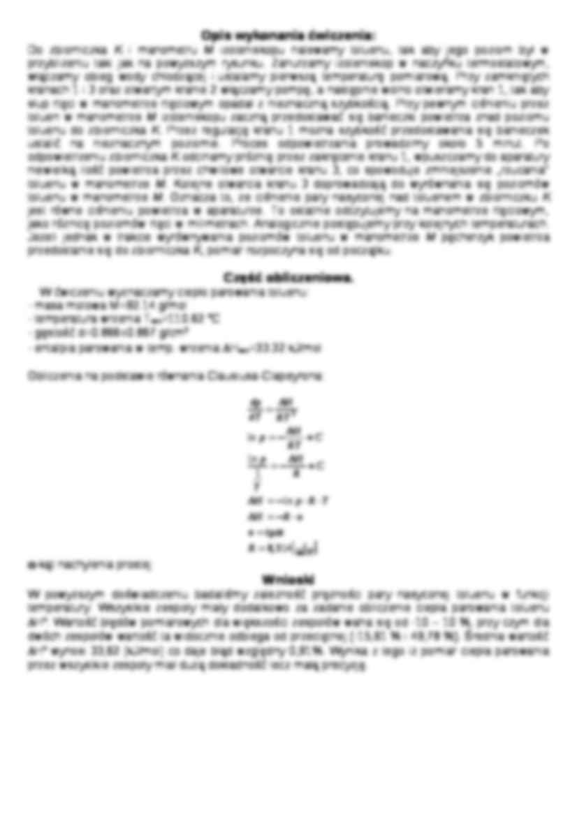 Wyznaczanie ciepła parowania cieczy z pomiarów prężności pary metodą  - ćwiczenie - strona 2